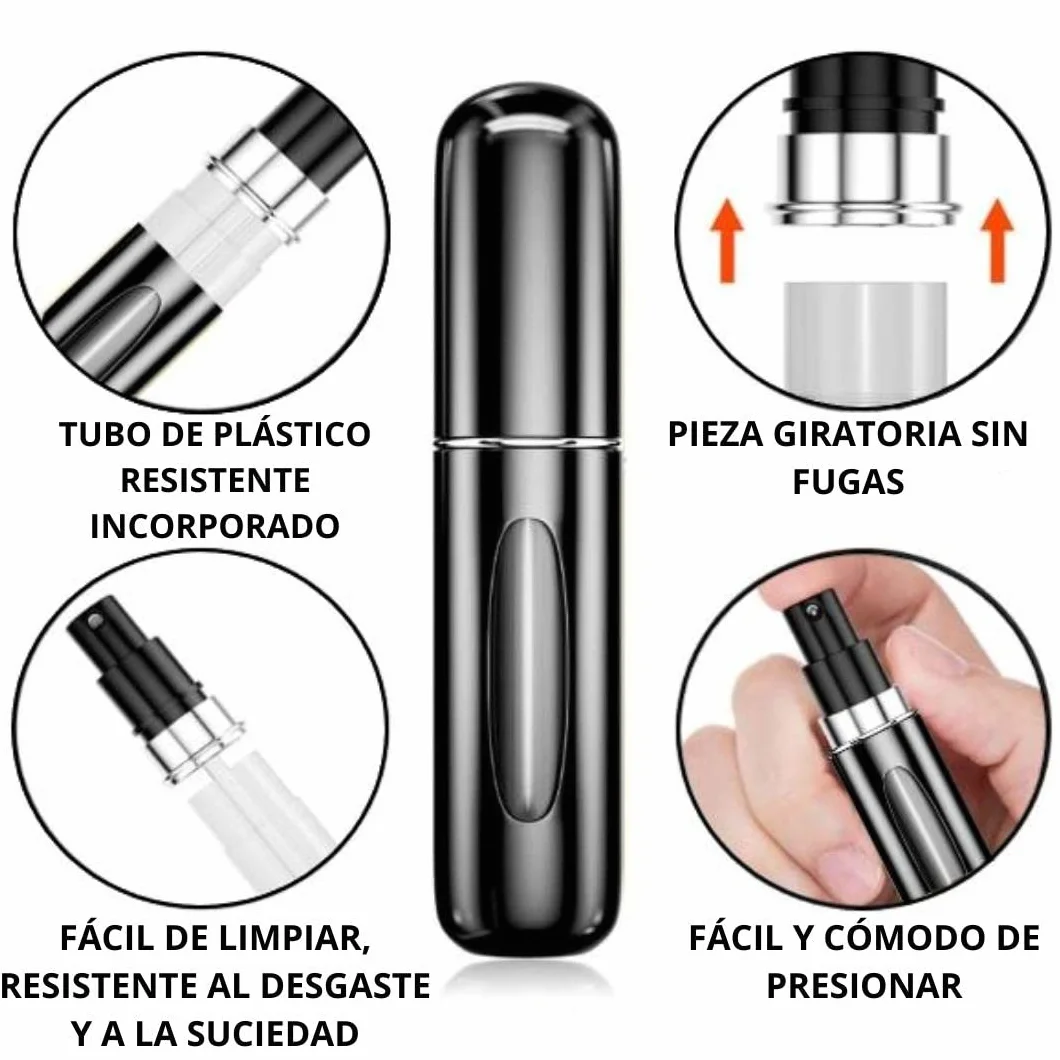 Atomizador Perfume Recargable 5ML, Mini Botella Rociadora Portátil, Pulverizador Colonia Sin Fugas, 5 PCS