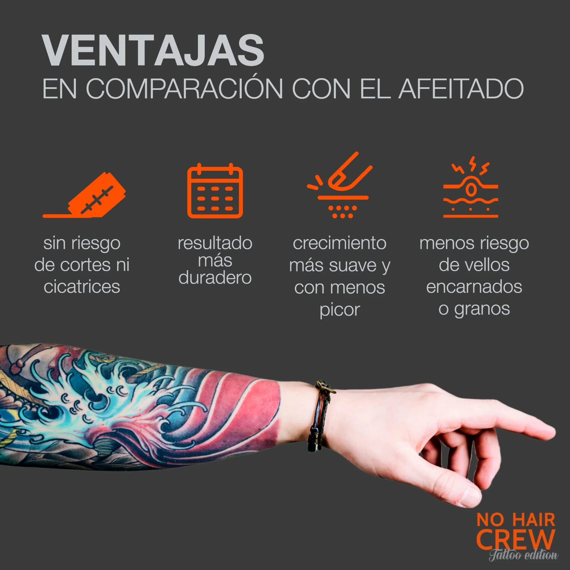 NO HAIR CREW Tattoo Edition Crema Depilatoria para Piel Tatuada 150 ml