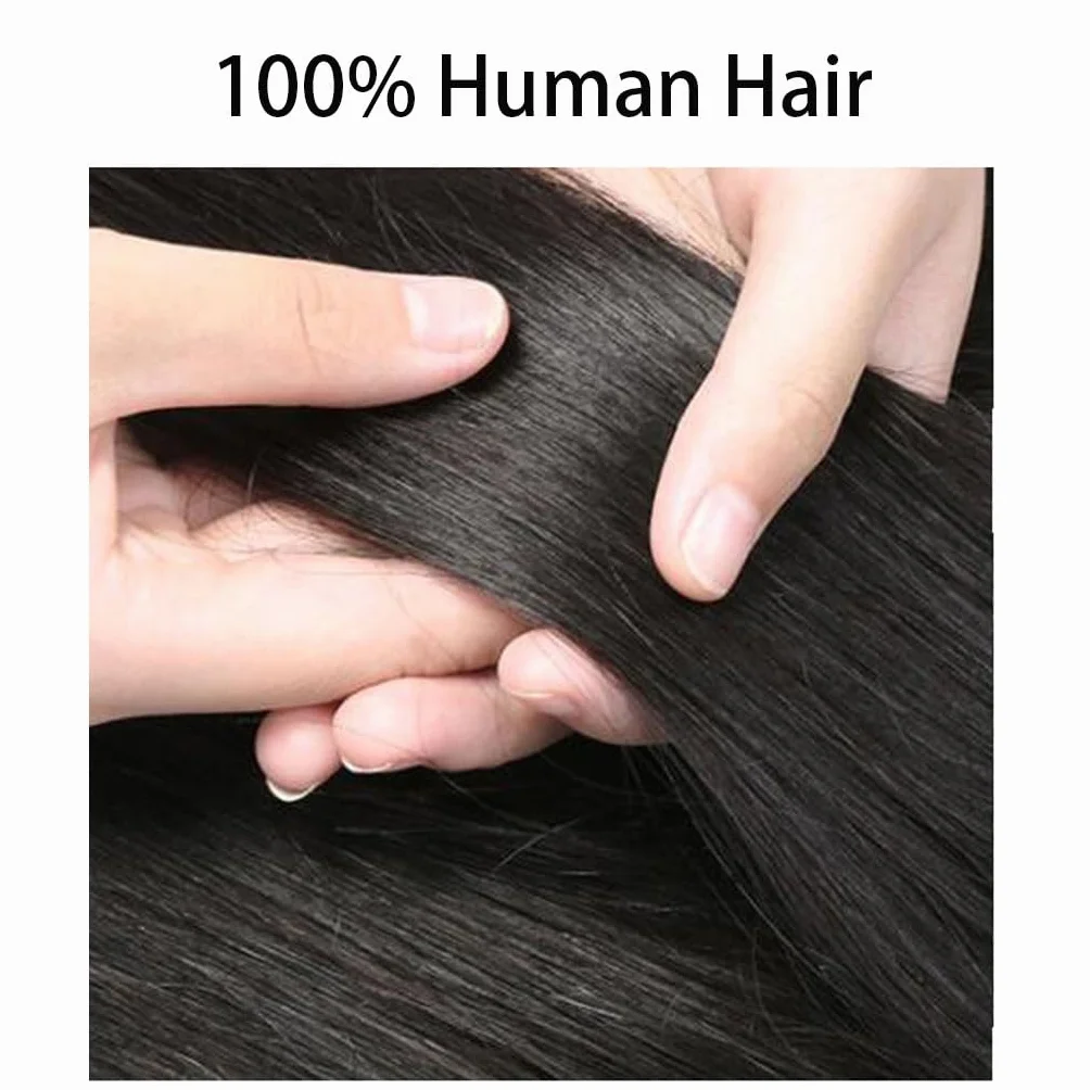 Cabello Corto Rizado Adornos for El Cabello for Mujer Tupé De Cabello Humano Cobertura De 360° Piezas De Cabello Superiores Extensión De Cabello Con Clip Con Base De Encaje(Brown,20cm)