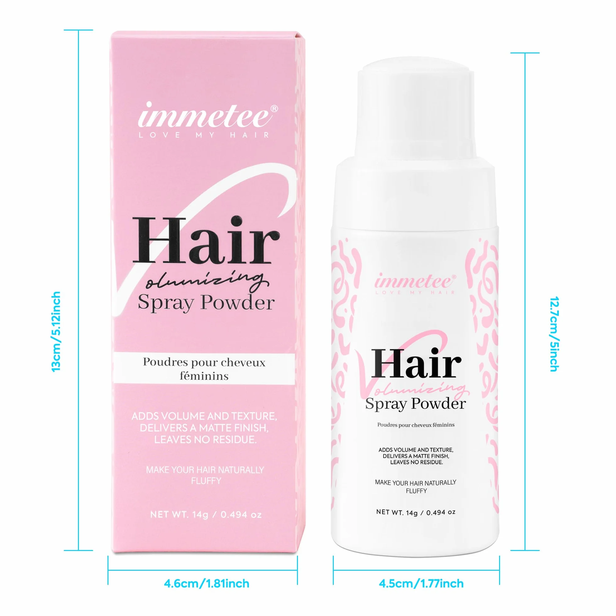 Immetee Polvo Volumen Pelo Mujer, Texturizante de Cabello sin Residuos (14g)