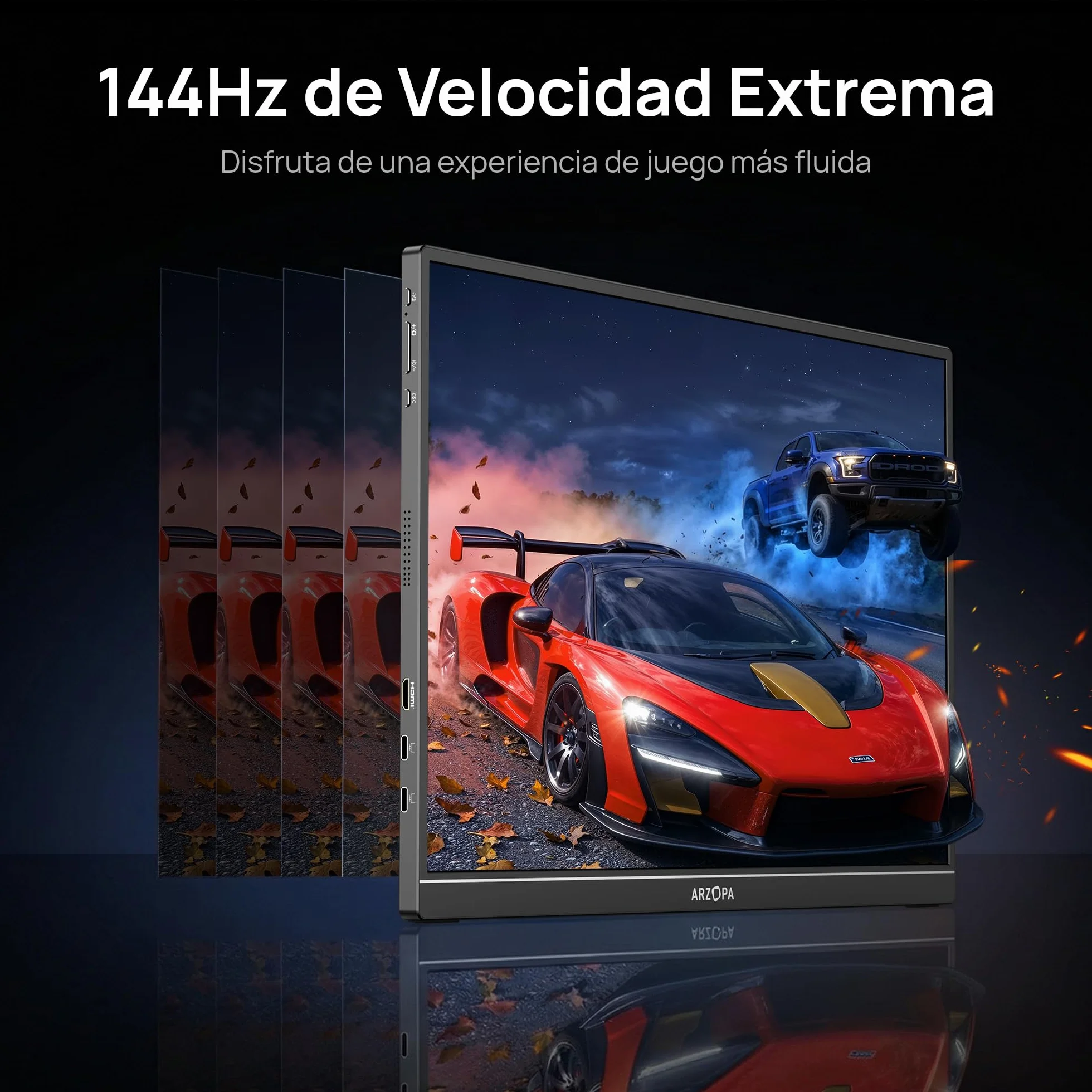 ARZOPA 16.1" 144Hz Gaming Monitor Portátil 1920×1080P FHD HDR 106% sRGB