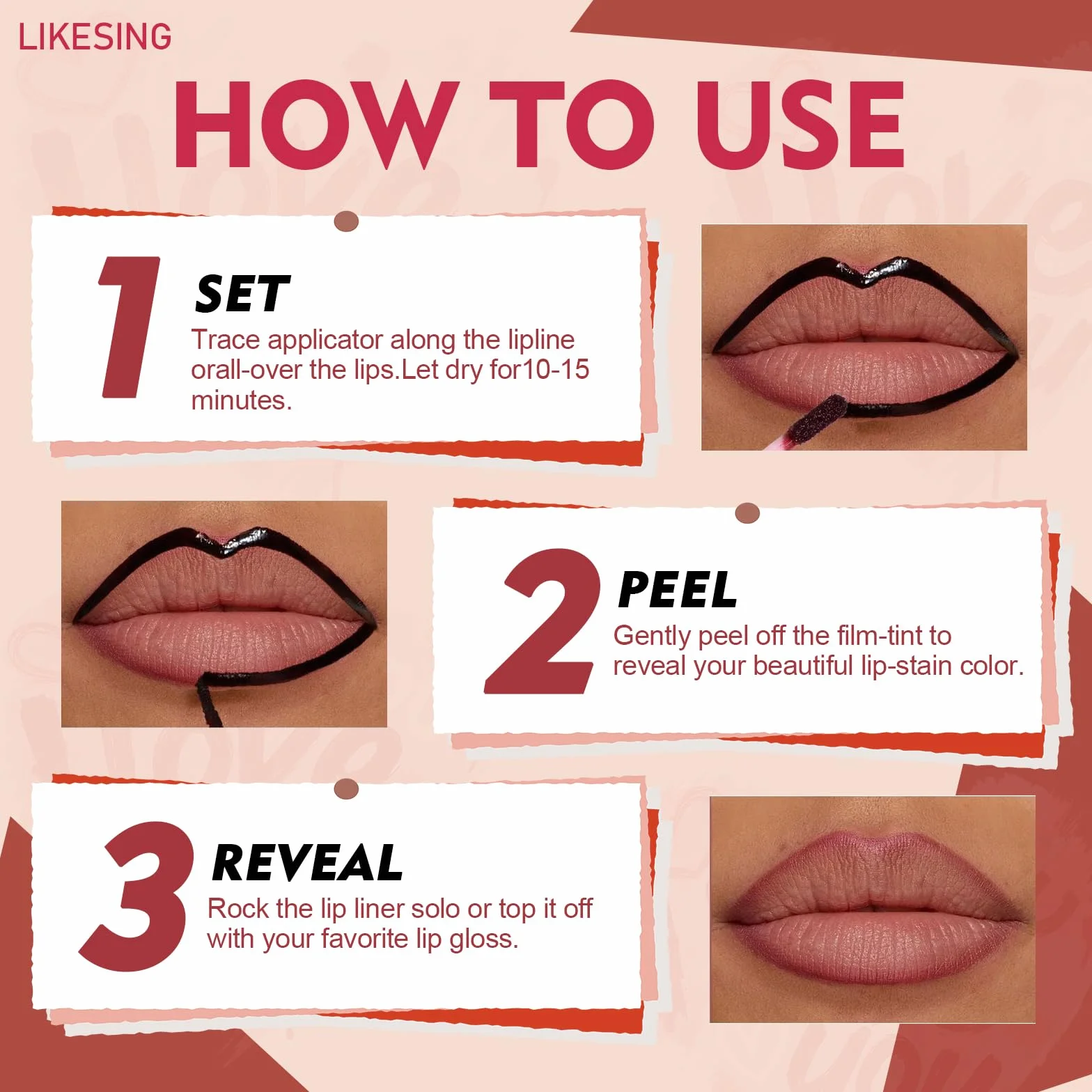 Tinte Labial Peel Off 3x3.5 Ml Delineador De Labios Lip Stain Mate Impermeable Larga Duración No Transferible