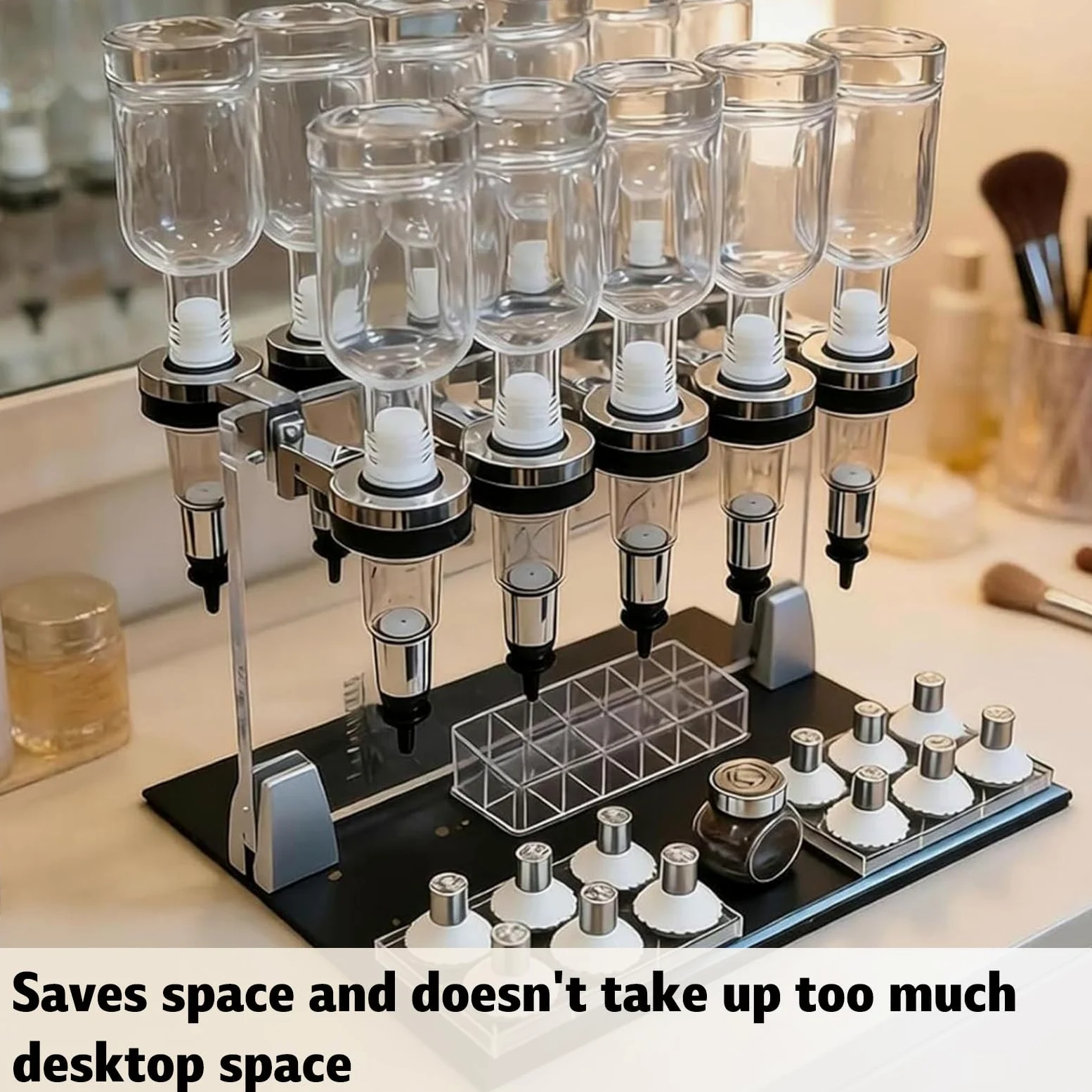 Máquina De Llenado Manual De Perfumes con Frascos De 200 Ml: Control De Flujo Preciso, Expositor para Probadores De Perfumes, Vasos De Prueba Incluidos. Ideal para Tiendas, Bares 8heads