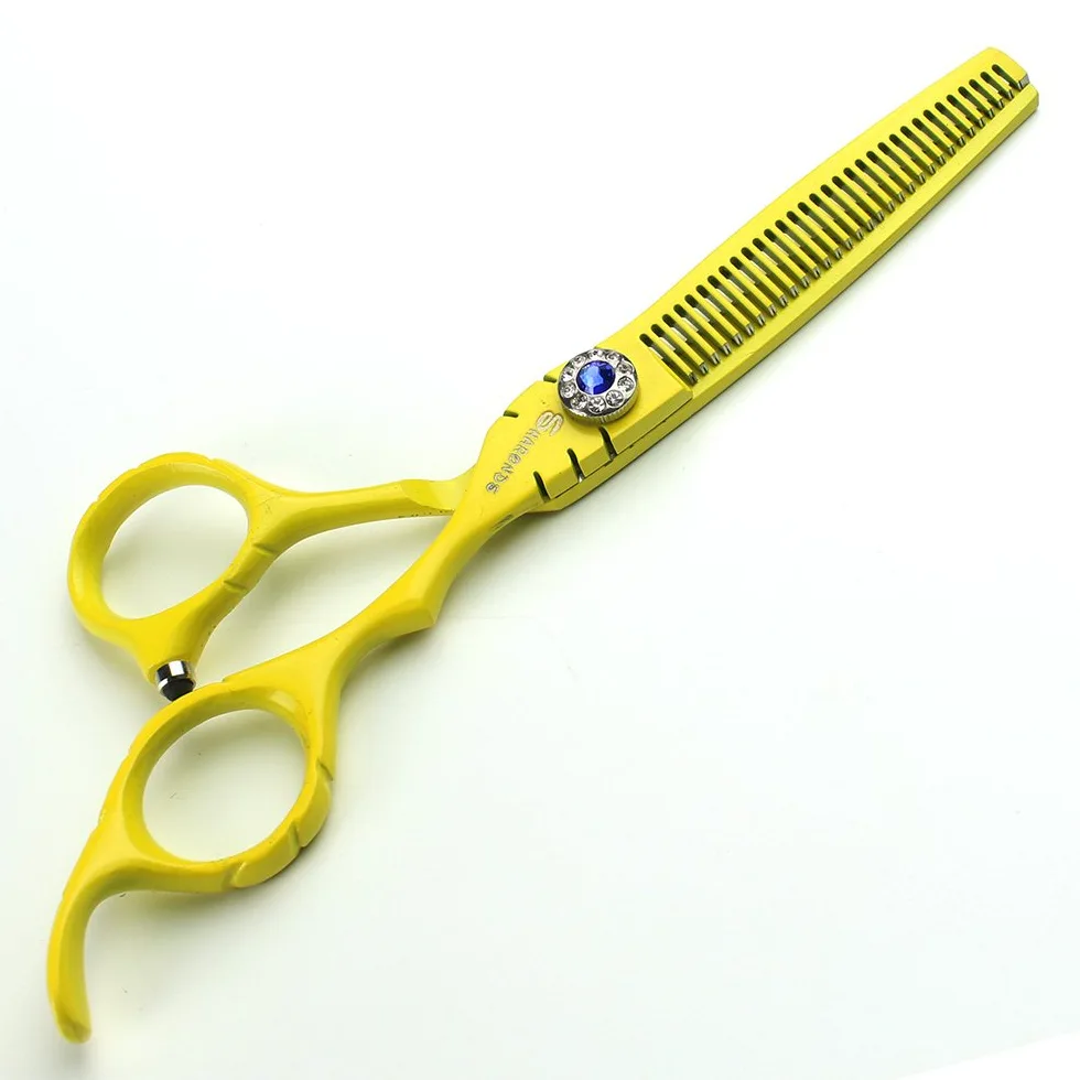 Amarillo profesional de 6 pulgadas pelo tijeras peluquería salón peluquería especial herramientas Japón acero inoxidable tijera kit de combinación (scissors set)