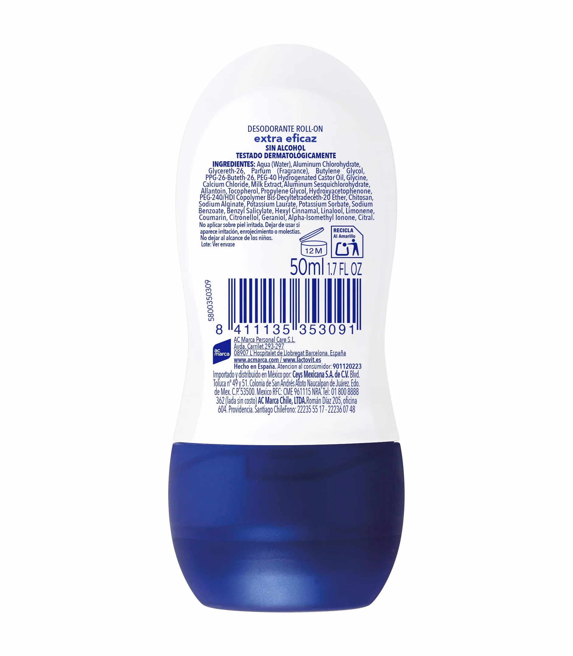 Lactovit Desodorante Roll On Extra Eficaz Protección Inteligente 48H 50ml