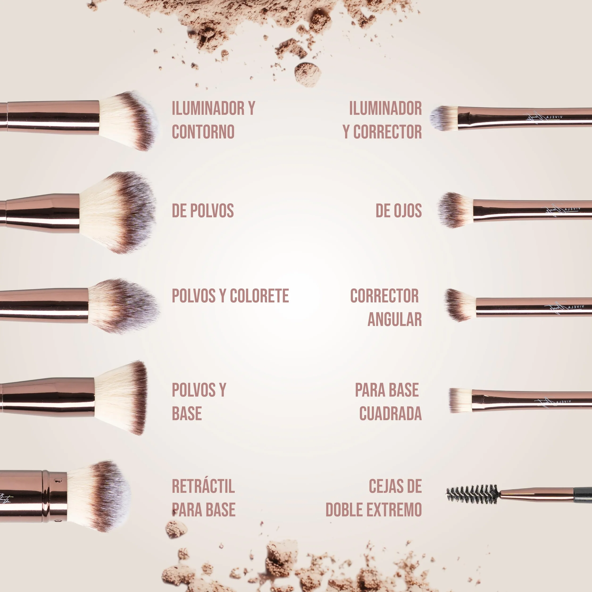 VIVELA 13 Brochas de Maquillaje Profesional con Bolsa de Viaje de Terciopelo, Pinceles Sintéticos Premium