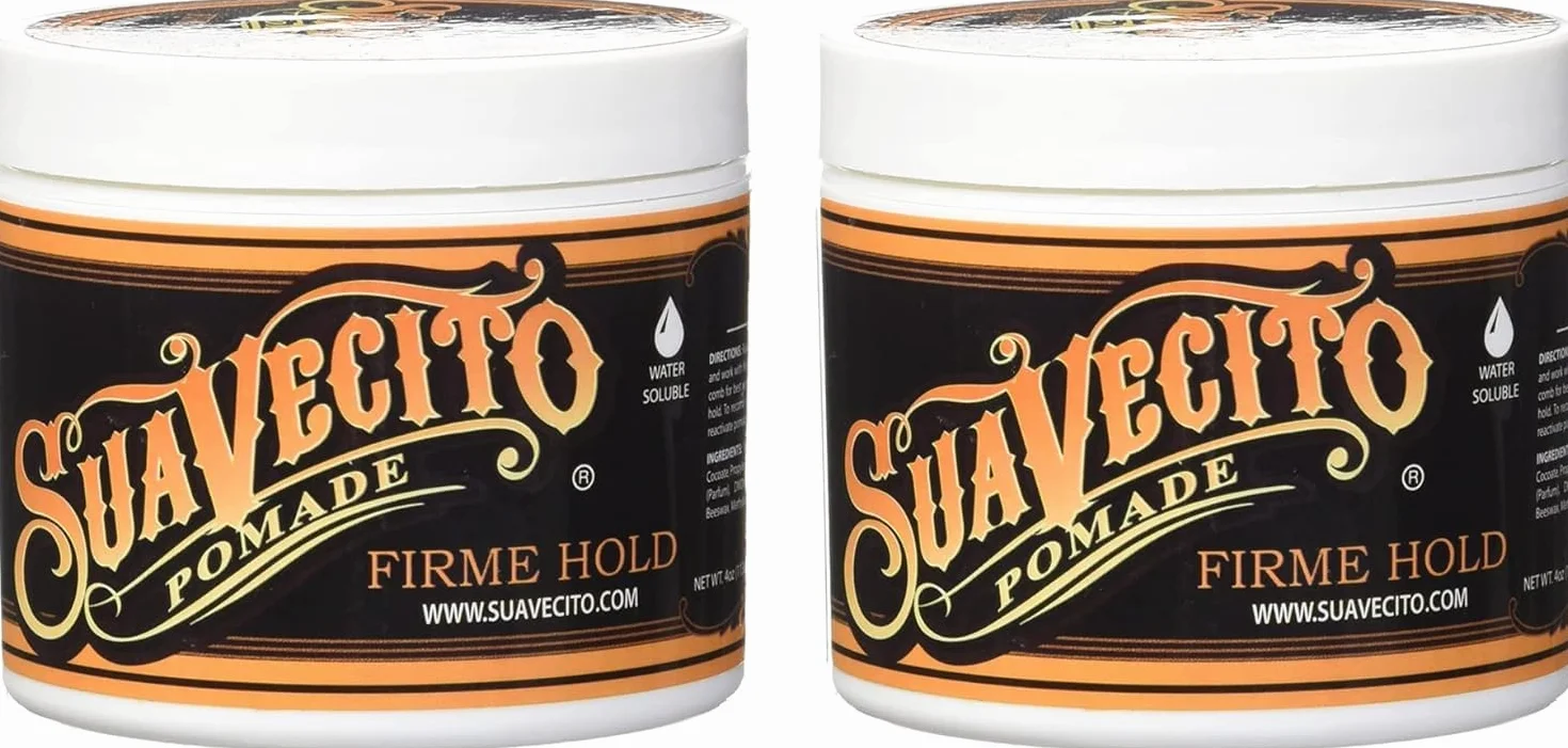 Suavecito Firme Strong Hold Pomade, Pomada de Fijación, Cera a Base de Agua, 4oz 113g x 2