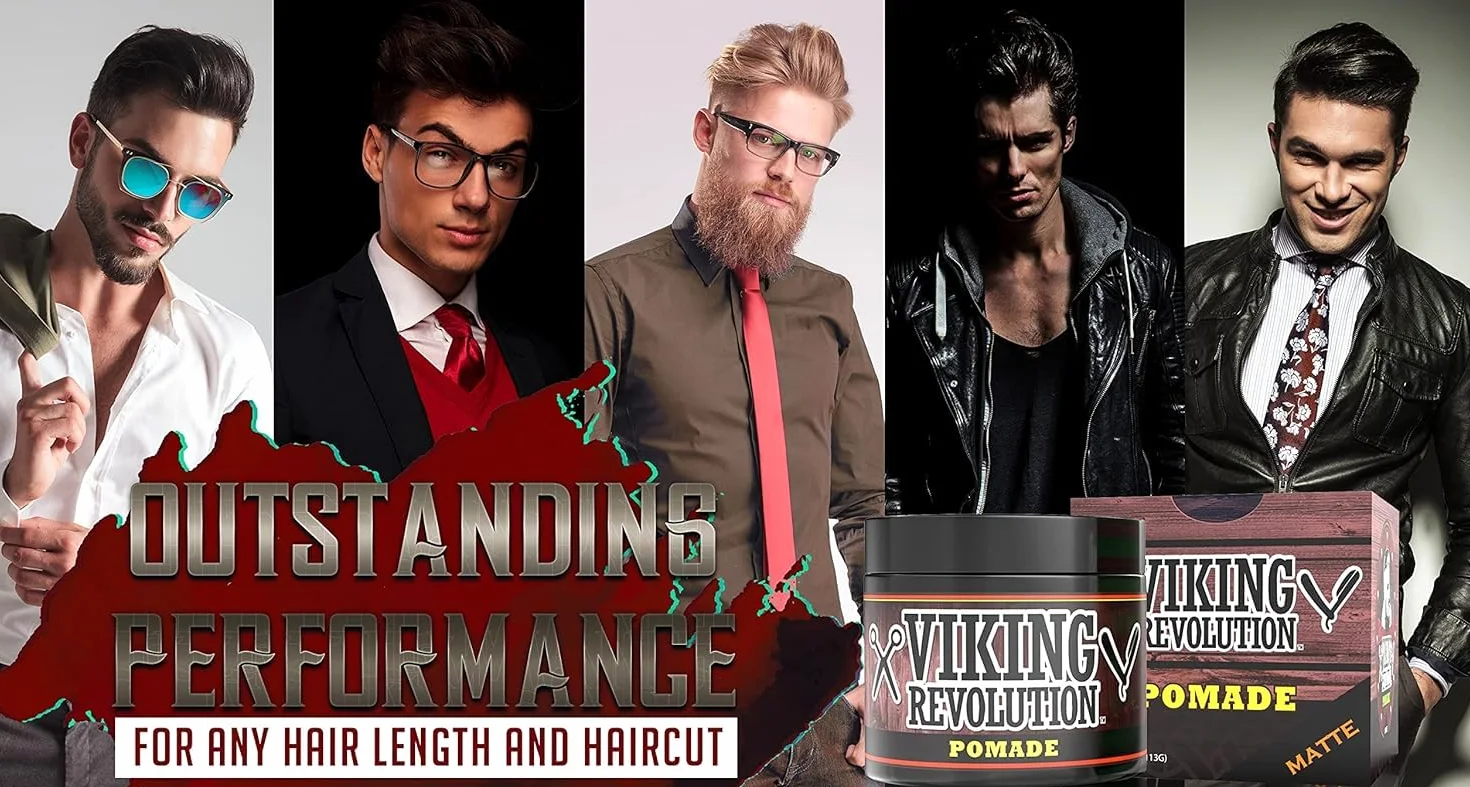 Viking Revolution Pomada para el Cabello de Hombre (Nueva Fórmula) – Fijación Media y Acabado Mate para un Look Clásico, 113 g – A Base de Agua y Fácil de Lavar