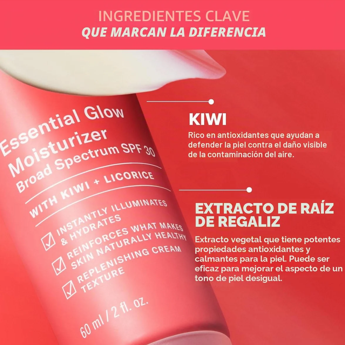 Paula's Choice Glow Crema Hidratante Facial FPS 30, 60 ml | Hidrata, Ilumina y Protege la Piel - Protege de los Efectos Nocivos de la Contaminación - Aceite de Argan y Extracto de Kiwi