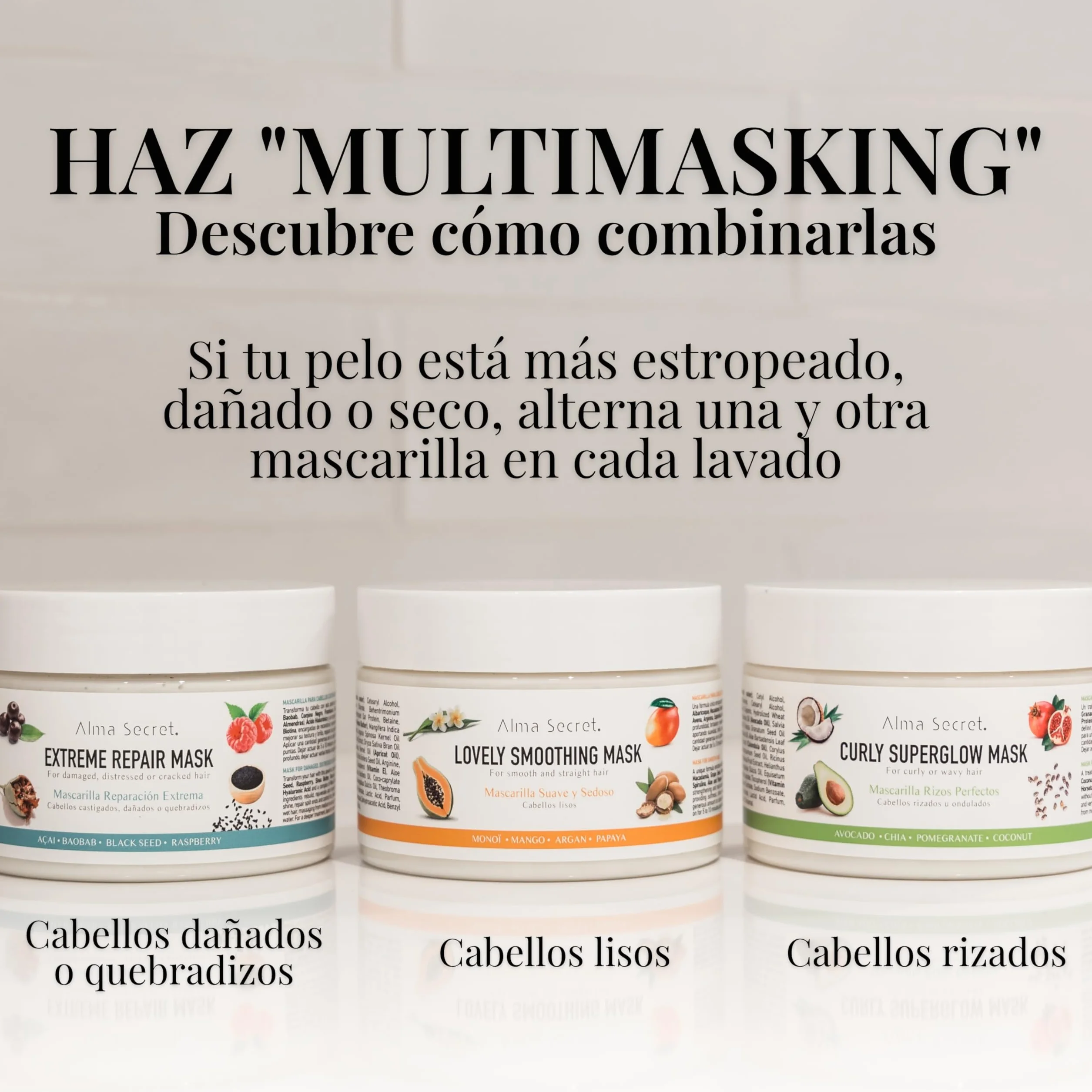 Alma Secret Curly Superglow Mask Mascarilla Antiedad Pelo Rizado 9 Aceites Vegetales Proteínas Método Curly 250ml