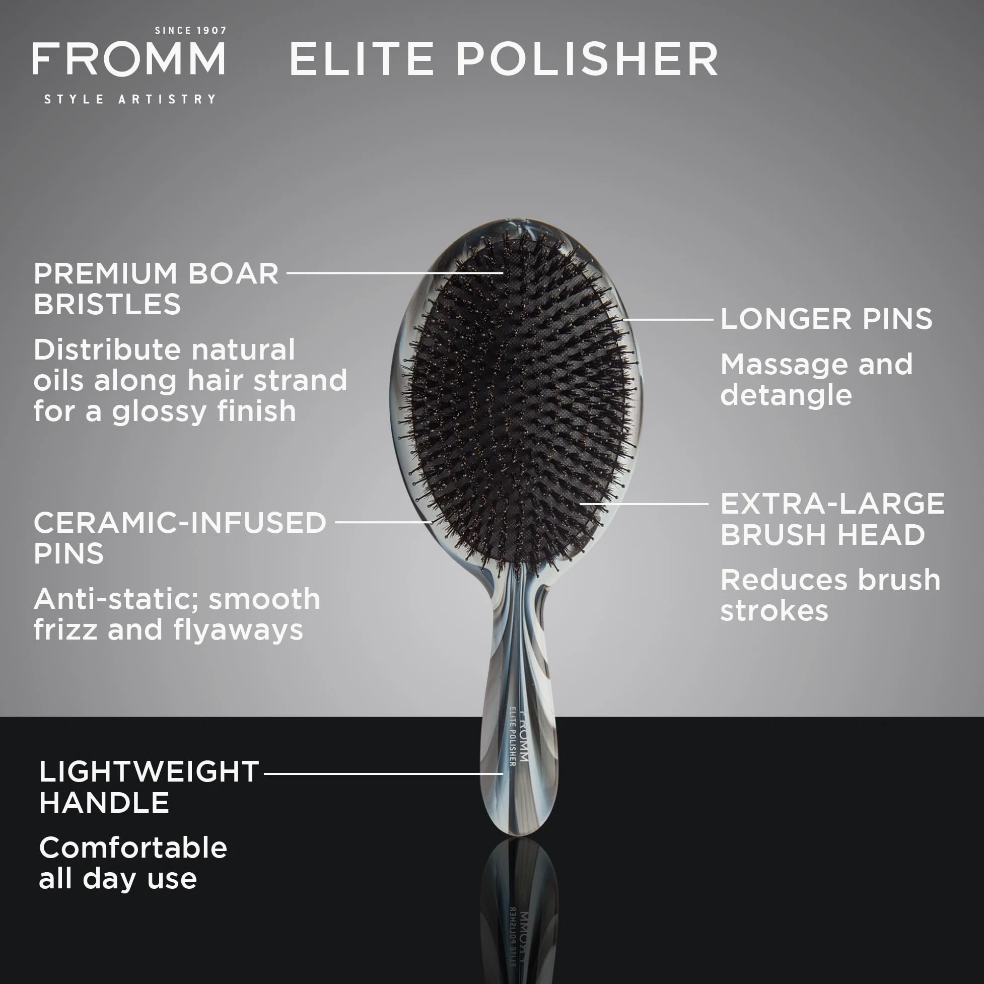 Fromm Elite - Cepillo pulidor de cerdas de jabalí
