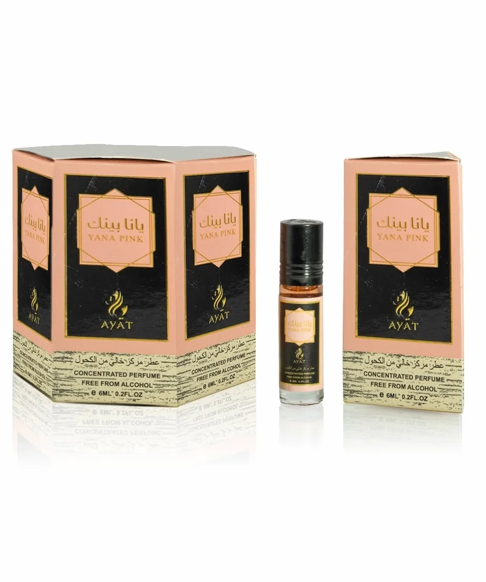 AYAT PERFUMES Yana Pink Aceite de Perfume Concentrado para Mujer Sin Alcohol 6x6 ml Aroma Oriental Duradero