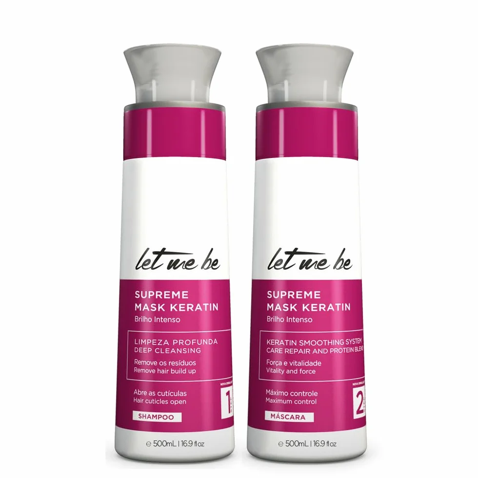 SupremeMask Keratina 2 en 1 Champú Antirresiduos Mascarilla Alisado Brasileño 2x500ml