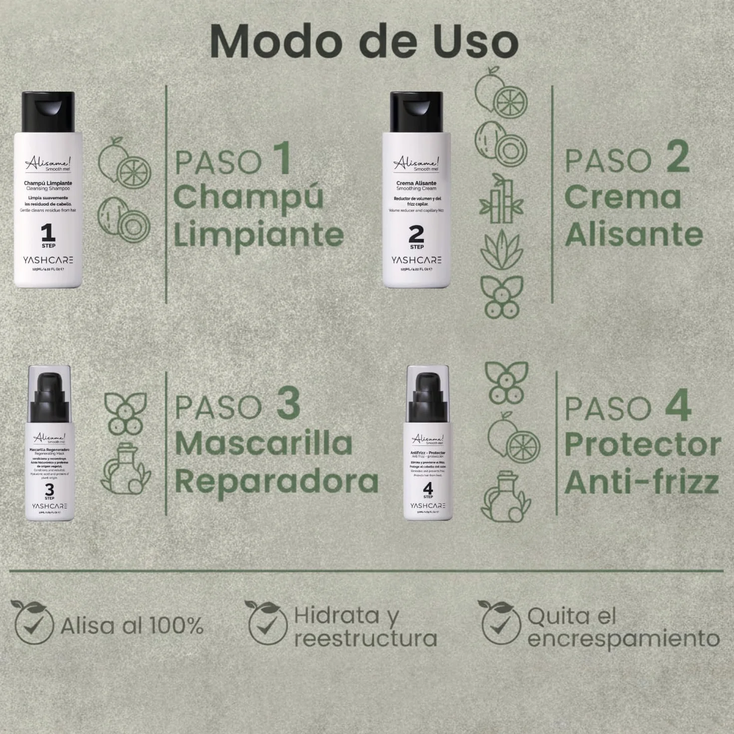 Kit Alisado Organico Vegano Profesional - Champú, Alisador, Mascarilla y Crema Anti Frizz