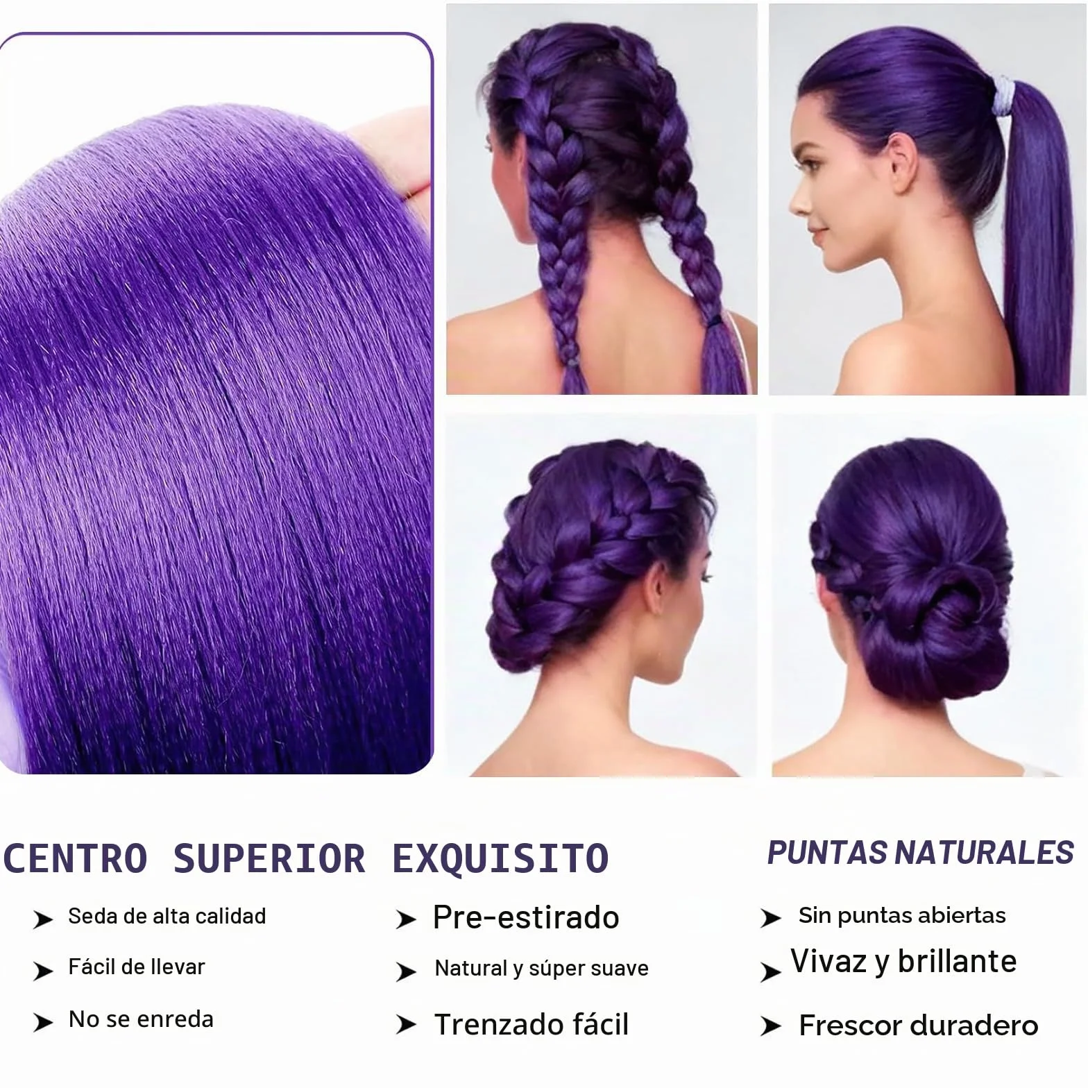 Pelucas Rumi para niñas Morado Peluca Cosplay Carnaval