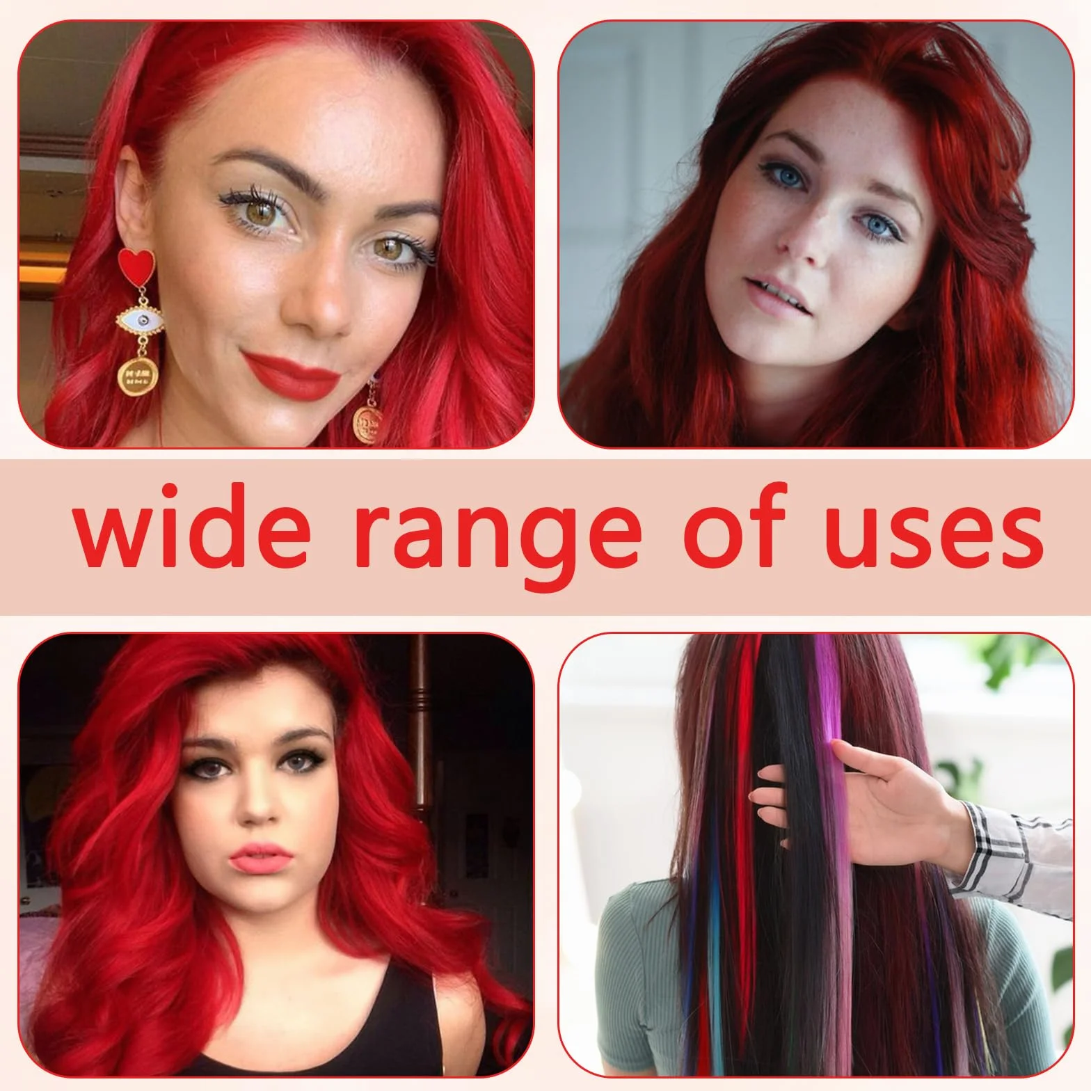 Extensiones De Clip De Pelo Natural rojo Mechas Pelos Fiesta Resaltar Rayas De Colores Regalo De Cosplay