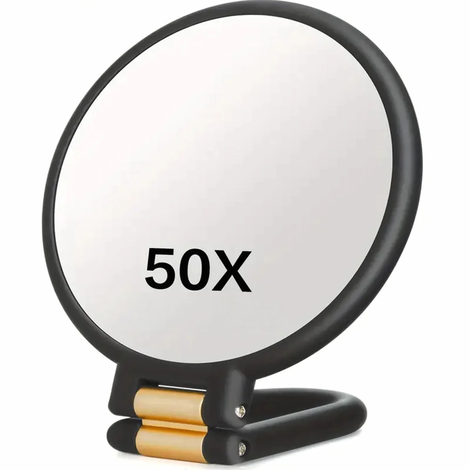 Espejo de aumento 50X doble cara con mango ajustable 360° montaje pared mano mesa