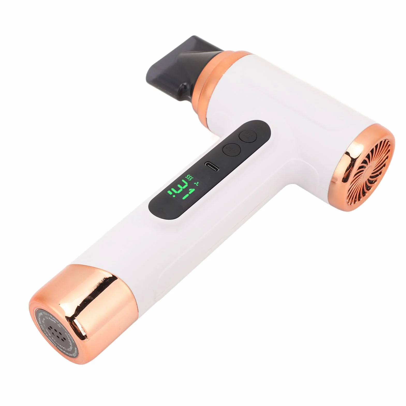 Secador de pelo inalámbrico, 15000 mAh, recargable con carga USB, batería de viento frío y caliente, secador de pelo para viajes, camping (blanco)