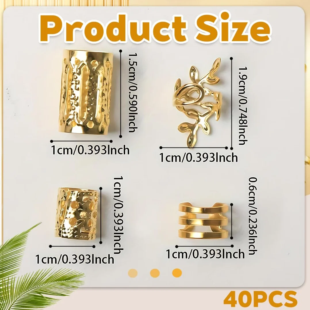 40 Piezas Clips de Pelo en Espiral para Trenzas Dreadlocks, Anillos Joyas Rastas para Decoración de Cabello