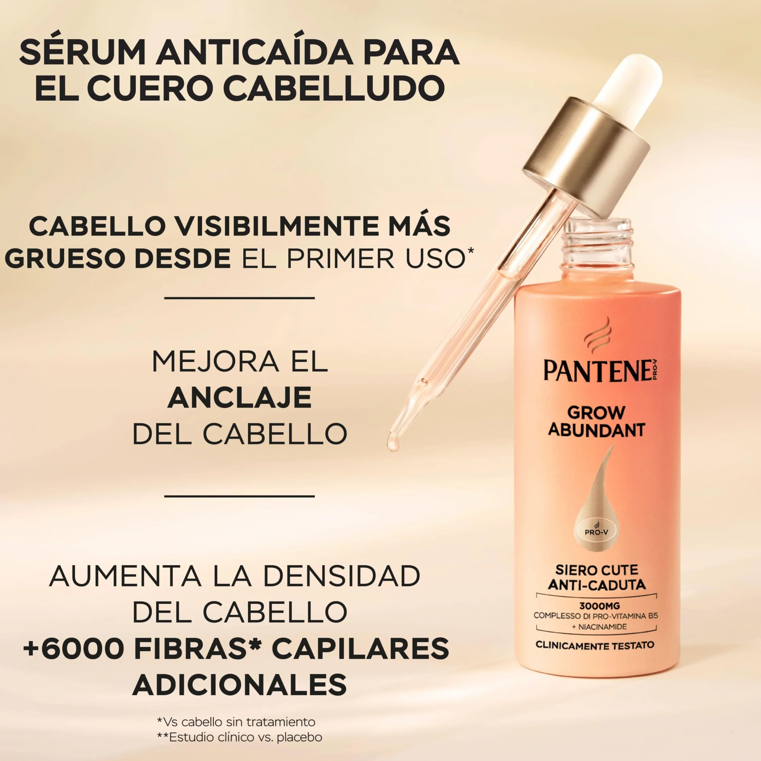 Pantene Grow Abundant Sérum Anticaída Cuero Cabelludo 60ml Tratamiento Cabello Mujer 3000mg Complejo Pro-Vitamina