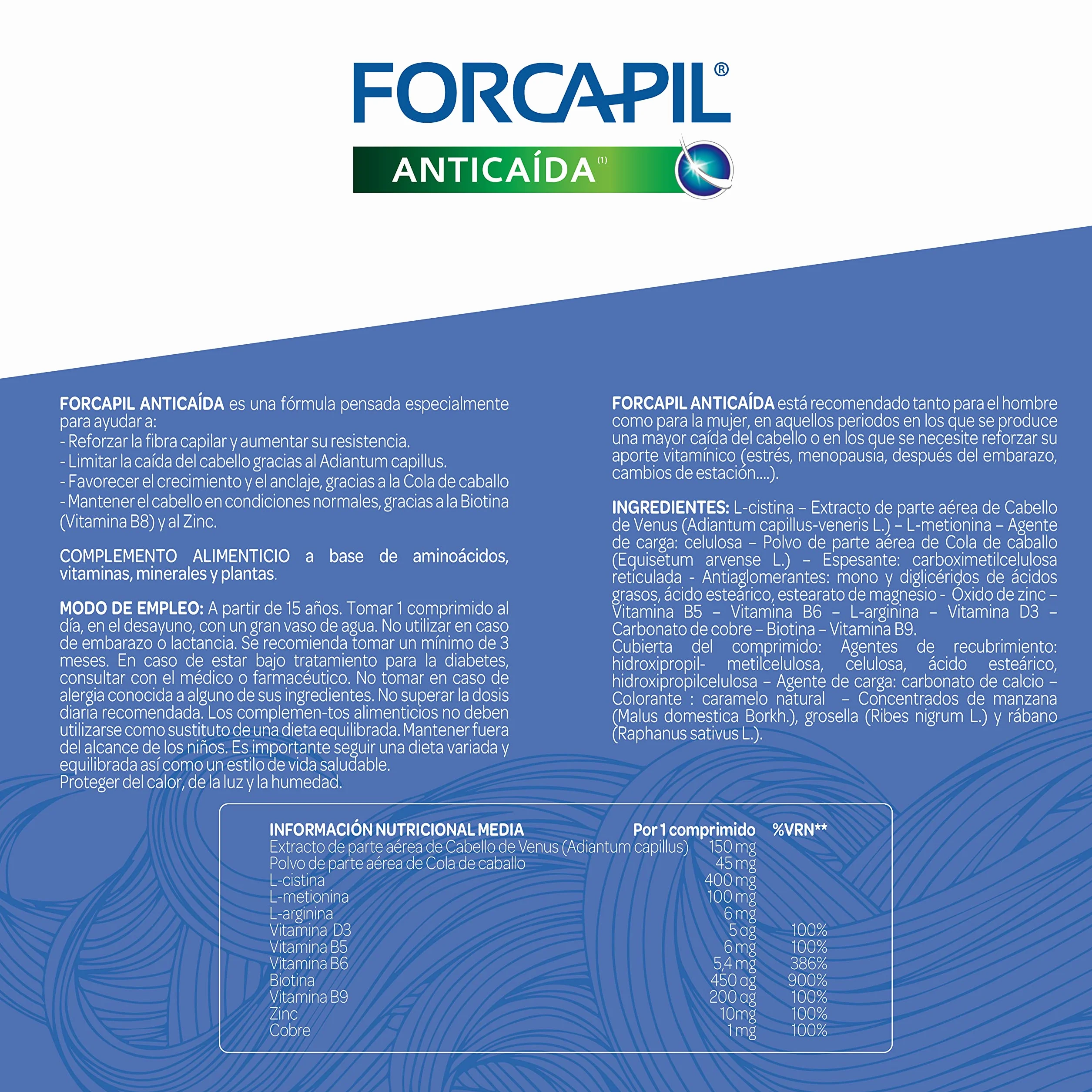Arkopharma Forcapil Anticaída Pack Tratamiento 3 Meses Complemento Alimenticio con Biotina
