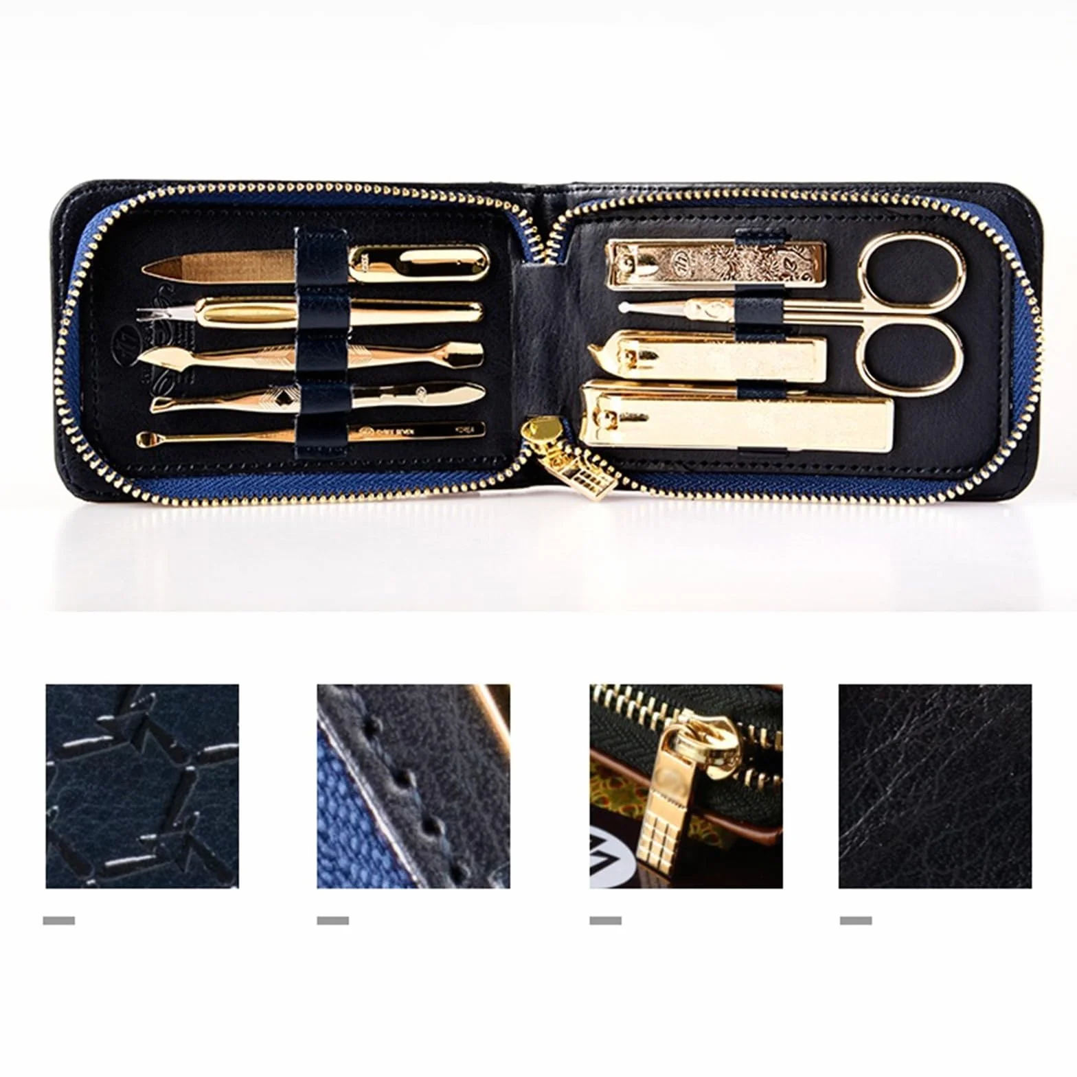 Juego de manicura Juego de cortaúñas Juego de manicura de 9 piezas, kit de cortaúñas, herramientas profesionales for el cuidado de uñas de acero inoxidable, kit portátil de cuidado de uñas con estuch