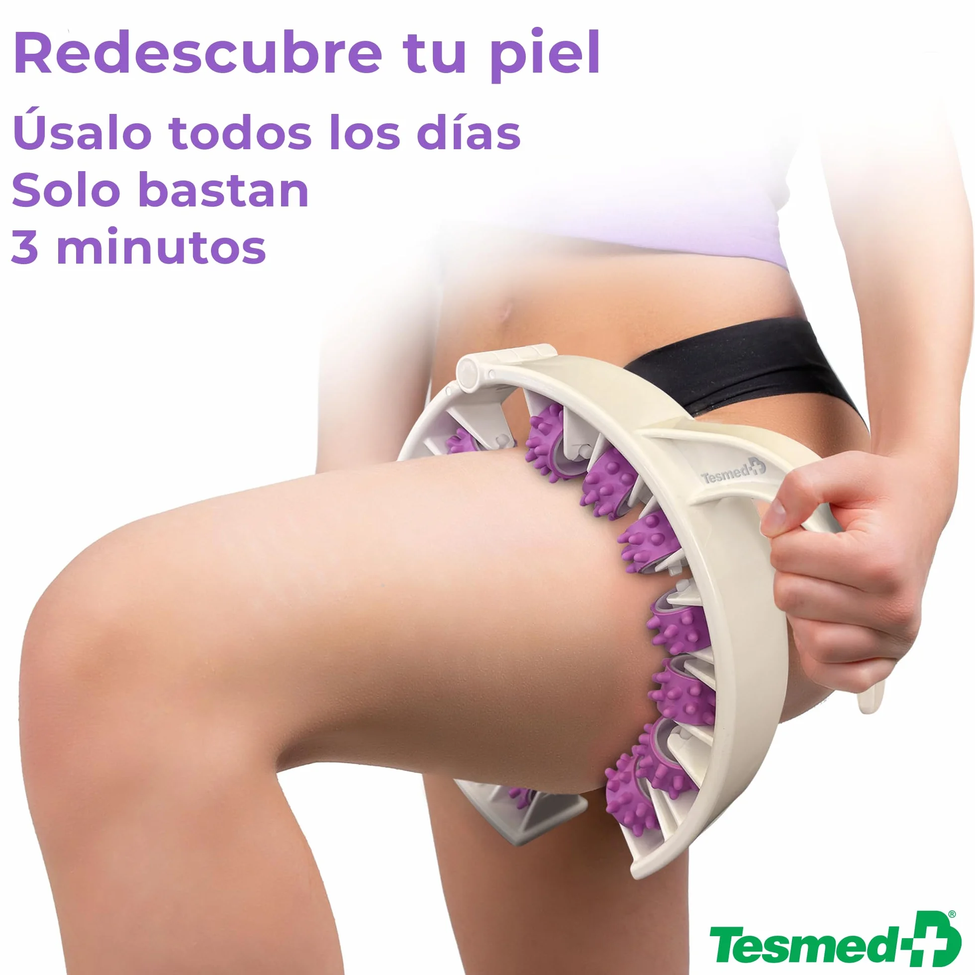 TESMED Masajeador Anticelulitis Fuerte con Rodillos Patentados – Efecto Drenante y Reafirmante – Made in Italy