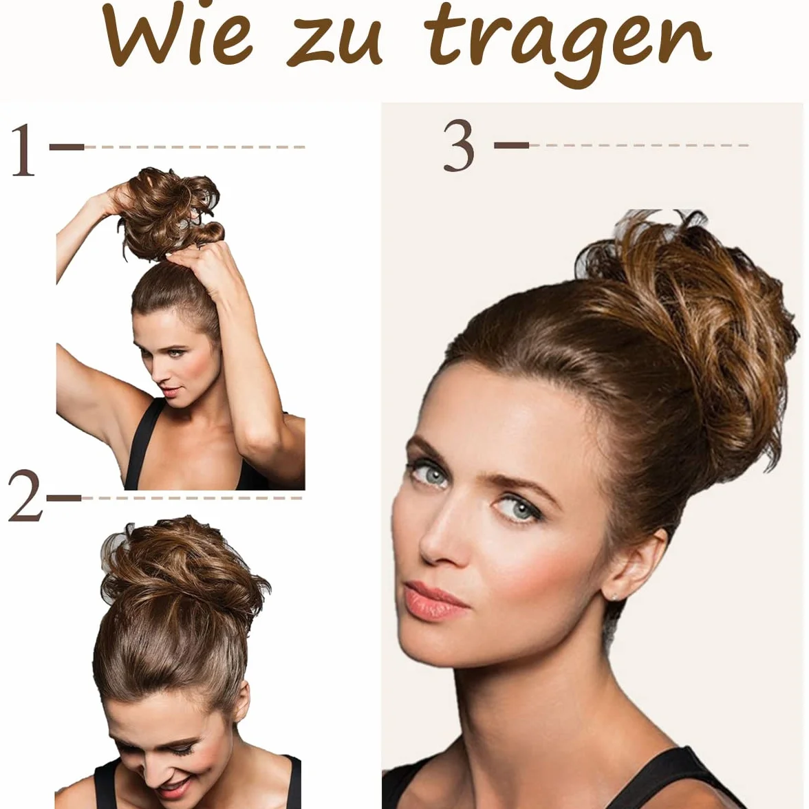 Moños Postizos Grande para Mujer, Coleteros Pelo Natural Rizado Ondulado, Moño Sintético Despeinado Rubio Sucio