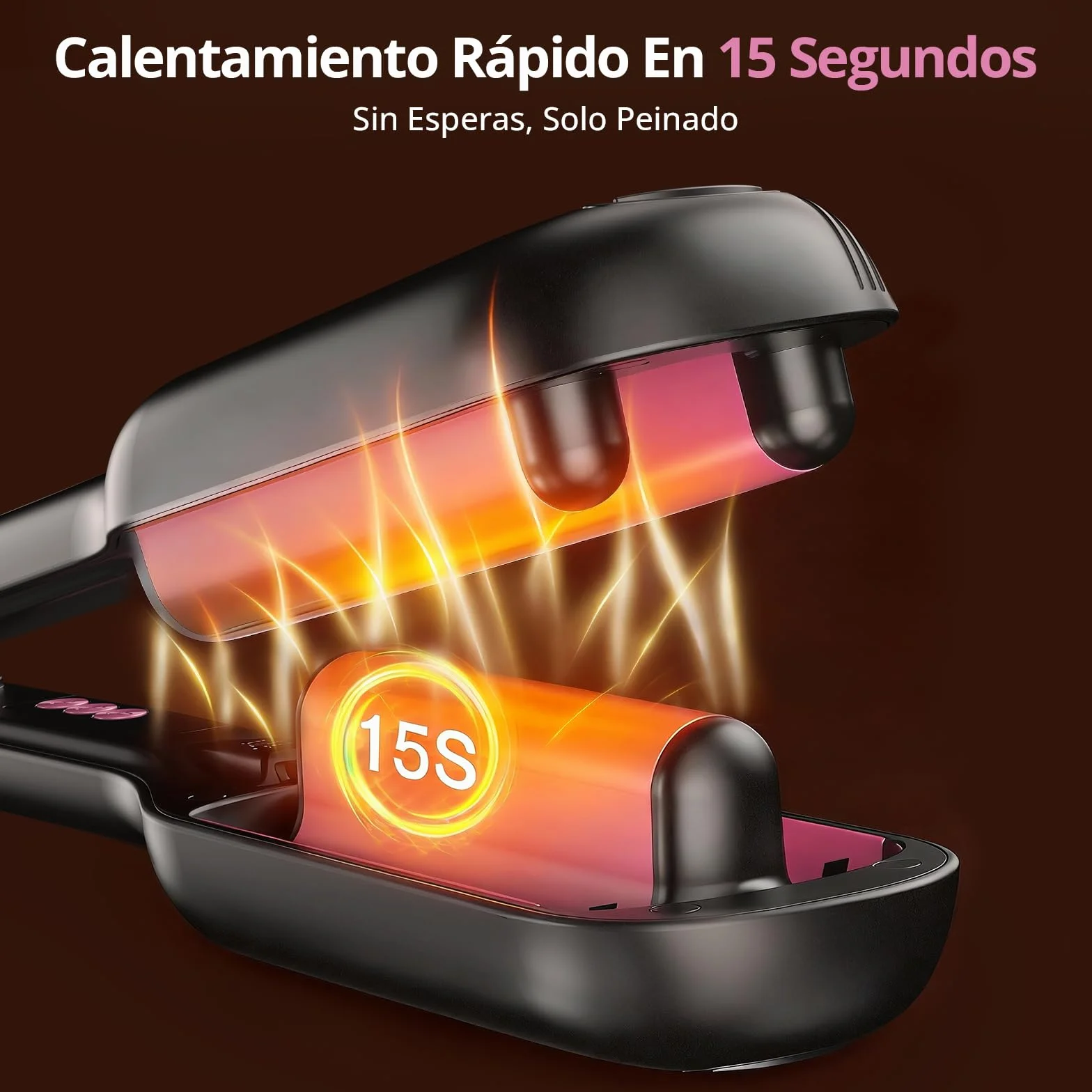 CrazyMar Rizador de Pelo Ondas, 25mm Plancha Ondas Surferas-Calentamiento Rápido 15s, Ondulador de Pelo Iónico con 9 Temperaturas + 4 Temporizadores, Fijación 24h y Antiquemaduras, Pantalla LED