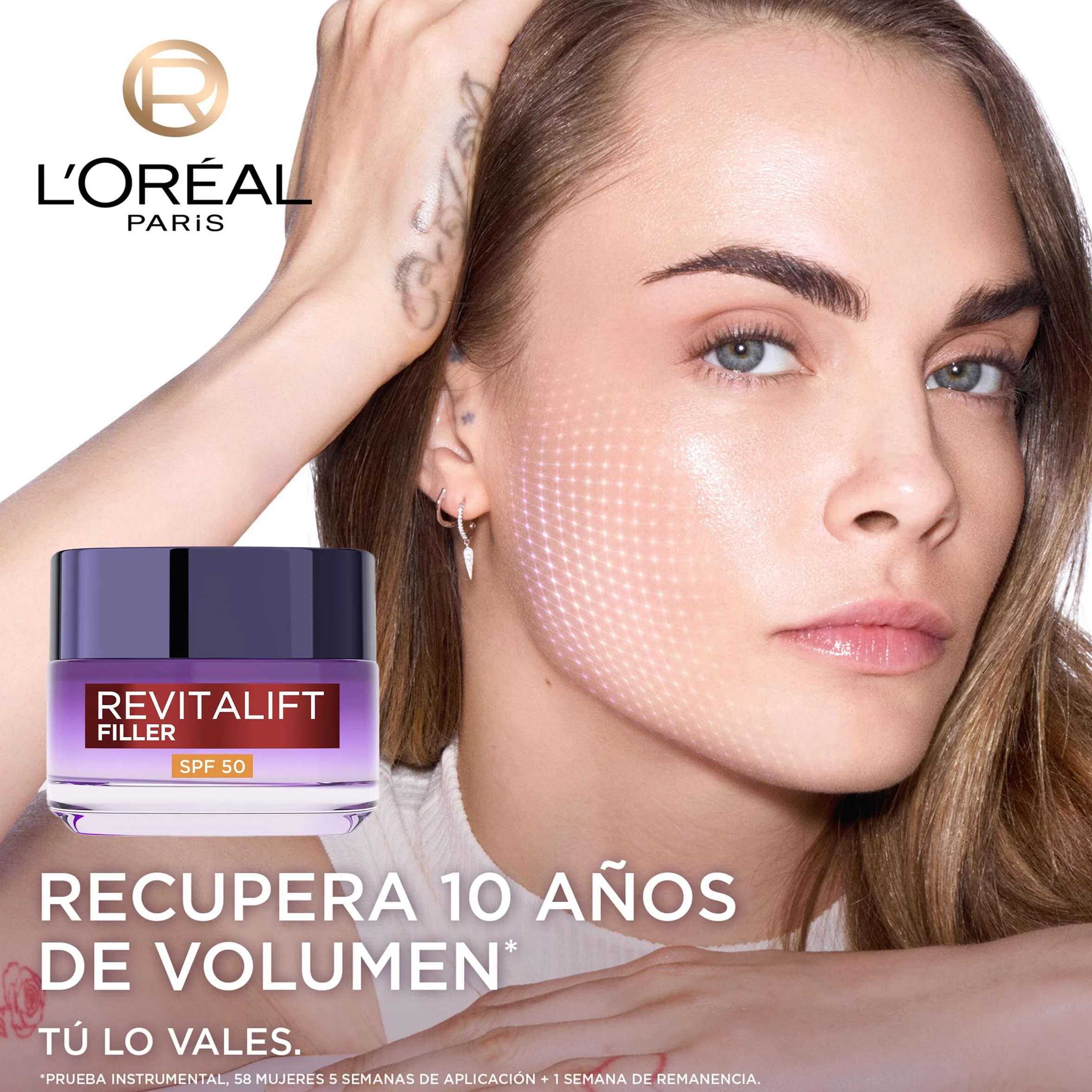 L'Oréal Paris Revitalift Filler Crema de Día SPF 50 Antiedad Ácido Hialurónico 50ml