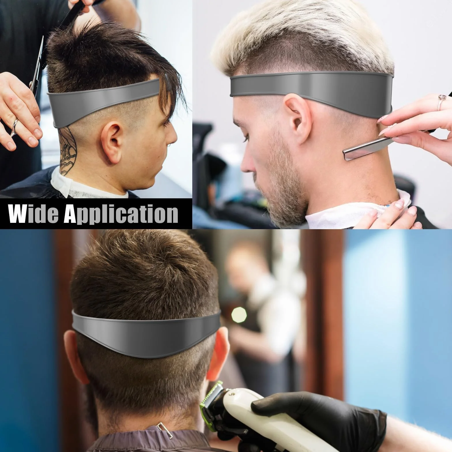 Guía de corte de pelo ajustable Irikdescia, herramienta profesional, línea recta, gris