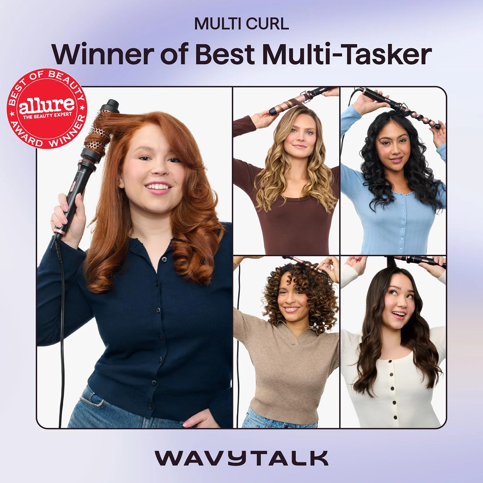 Wavytalk Rizador de Pelo, Rizador de Pelo 5 en 1 rizadoras con cepillo rizador y 4 tenacillas rizadores cerámicas intercambiables (13-32 mm), guante resistente al calor y 2 pinzas para el cabello