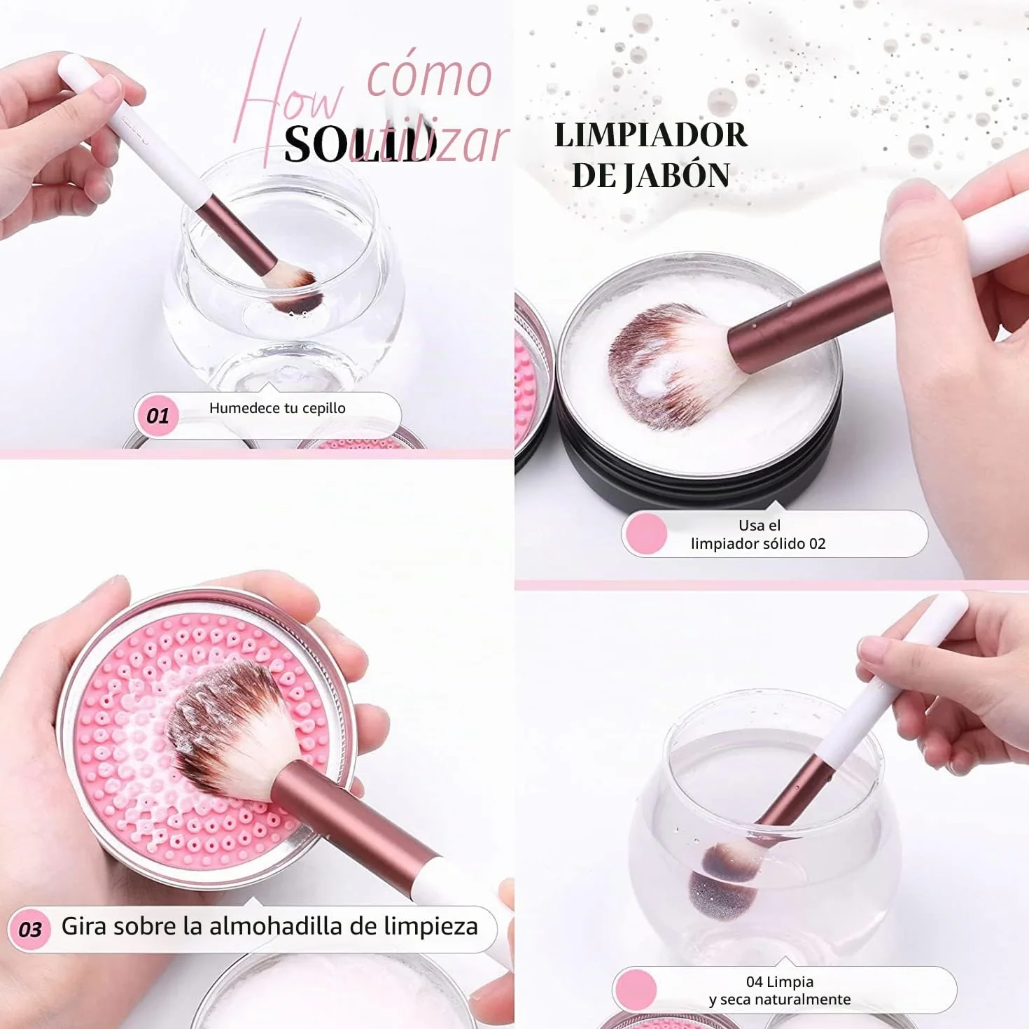 DUcare limpiador de brochas de maquillaje 2 piezas jabón 60g esponja eliminación color almohadilla silicona