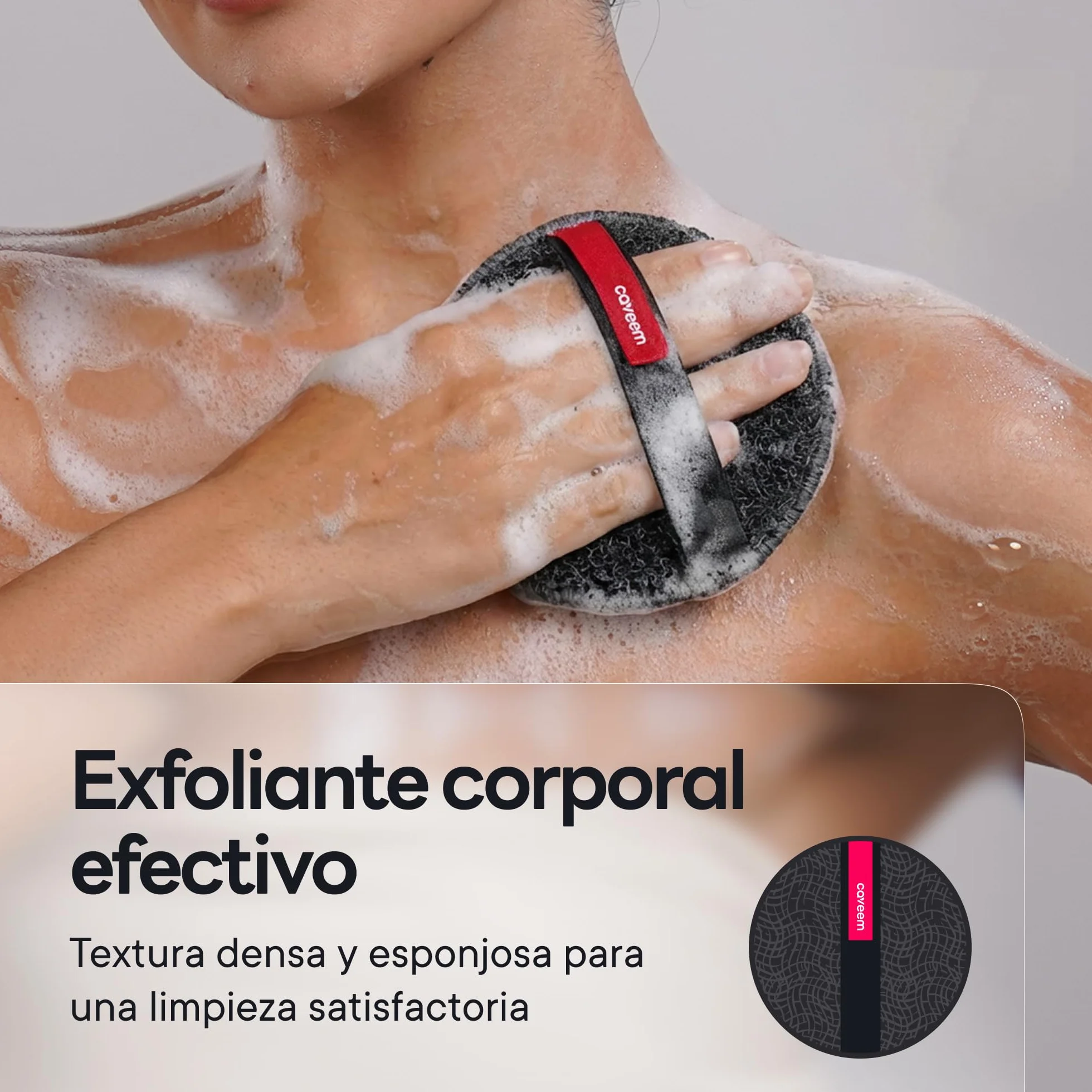 CAVEEM Esponja Exfoliante Corporal Doble Cara, Paquete de 2, Gris Oscuro