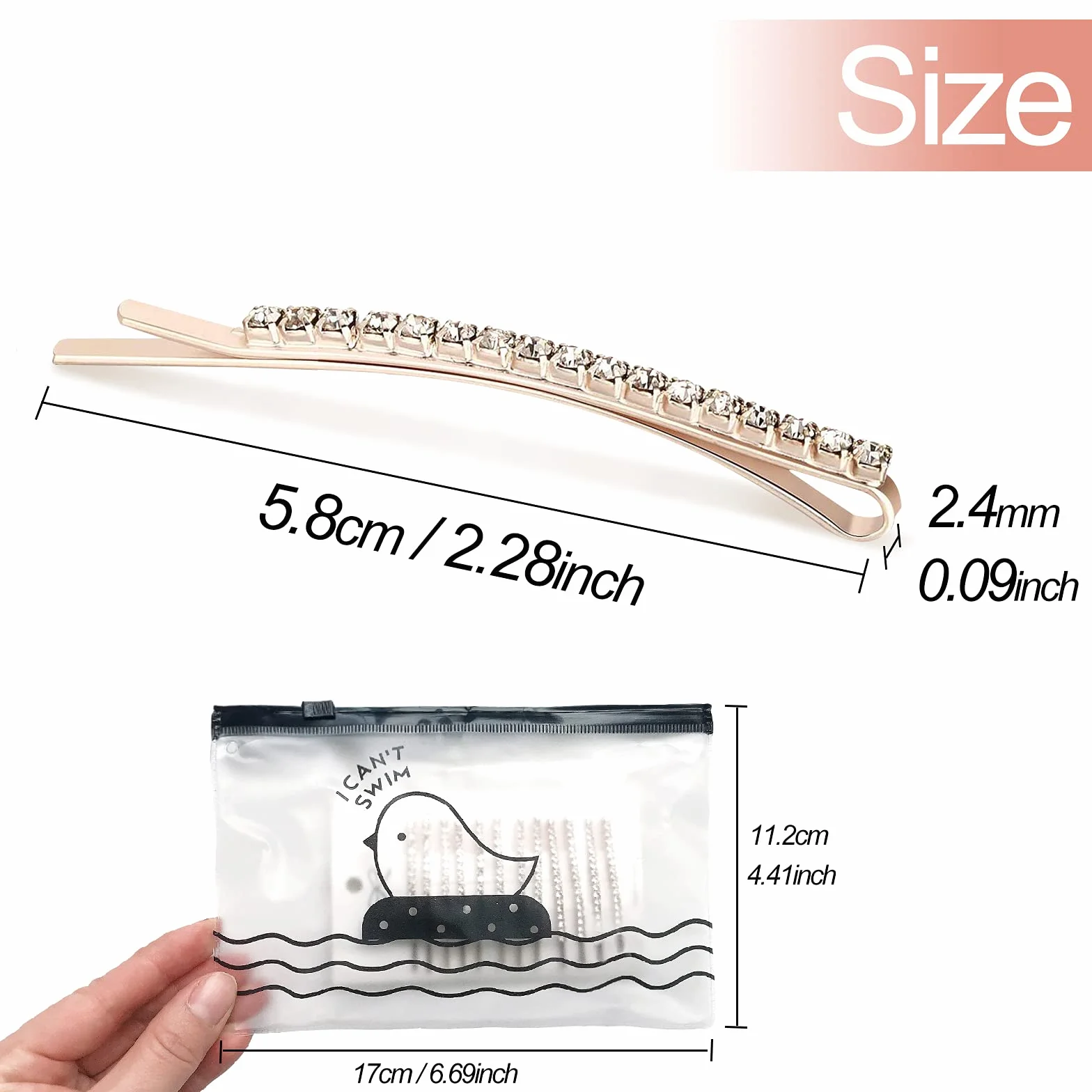 Hanyousheng Horquillas Pelo 12 Piezas Crystal Pinzas Diamantes de Imitación Clips Mujer