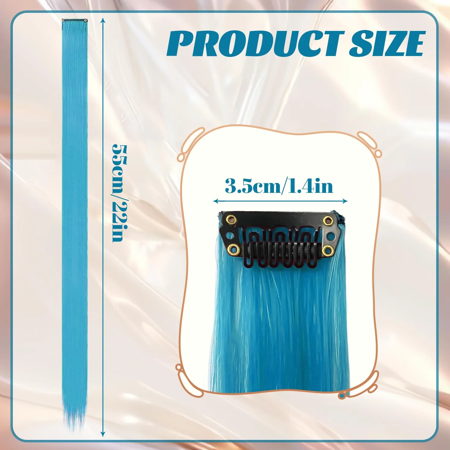 Extensiones Pelo Clip 55 cm Liso Largo (Azul Lago) 10 Piezas
