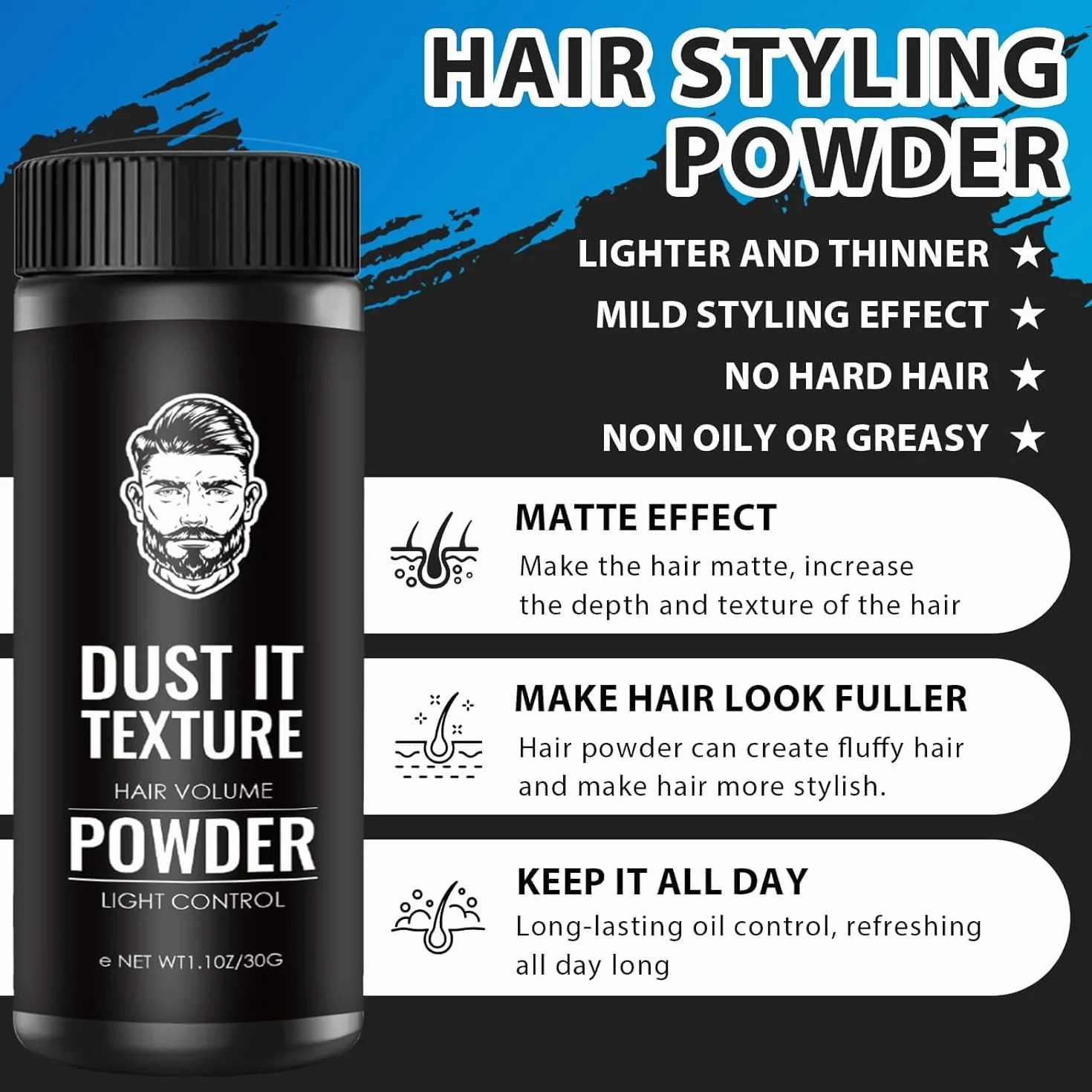 Polvos Texturizantes Mate 30g para el Pelo Volumen