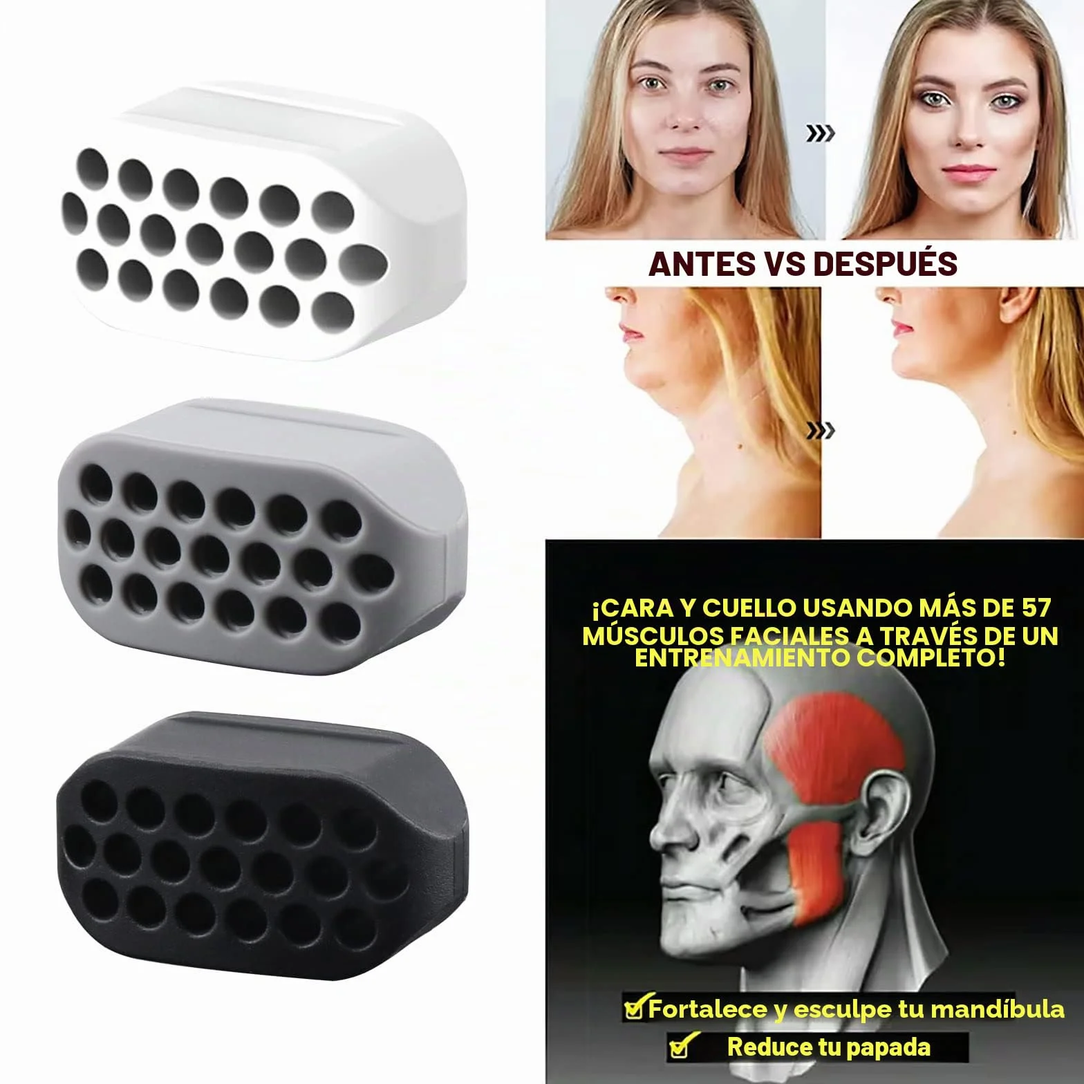 JSMTKJ 6 Piezas Ejercitador de Mandibula, Jawline Exerciser, Entrenador de Músculos de Línea de Mandíbula
