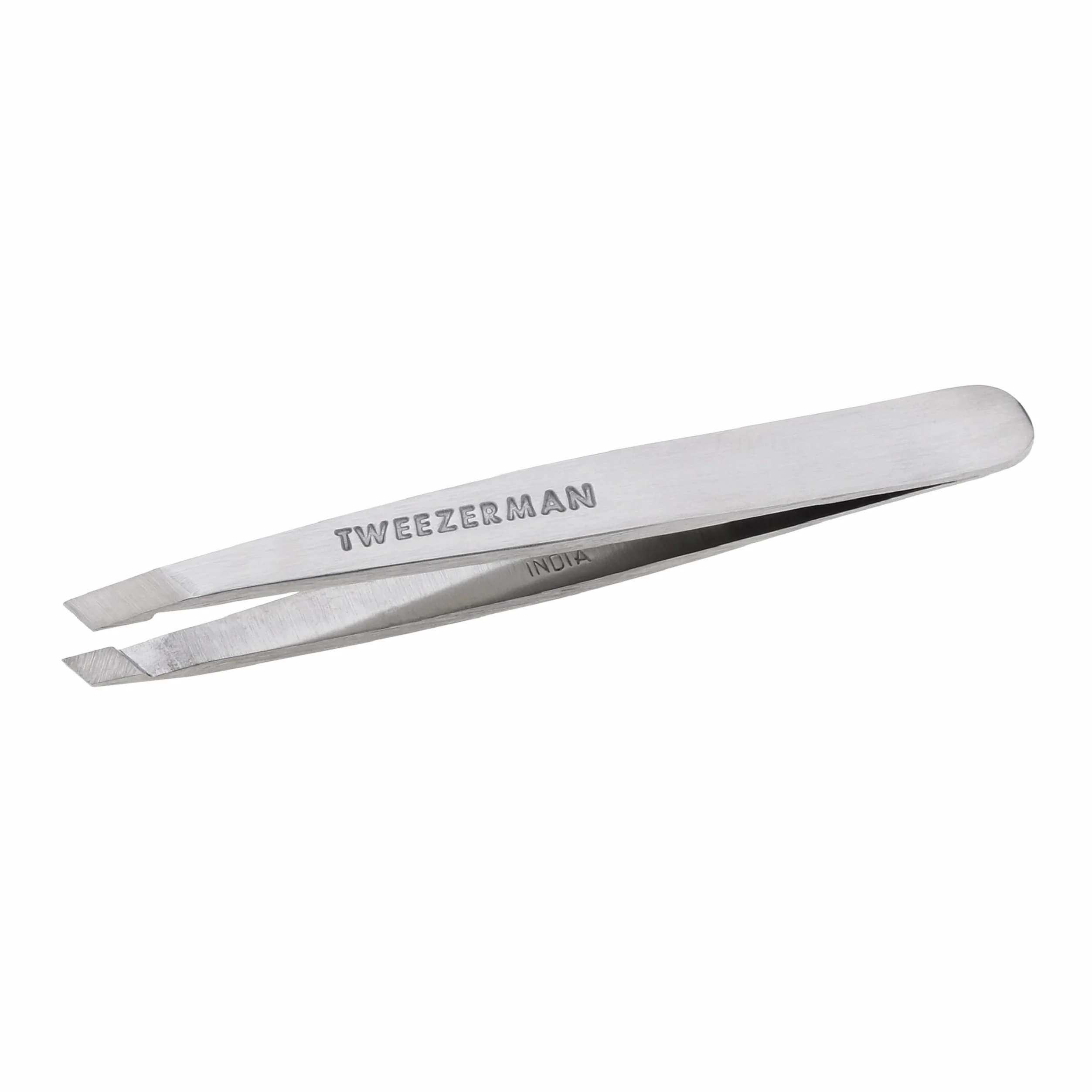 TWEEZERMAN Mini pinza cejas acero inoxidable puntas inclinadas precisión ergonómica