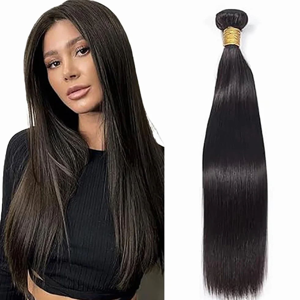 2Shoaiye 50g #1B ST paquetes de cabello humano 34 pulgadas