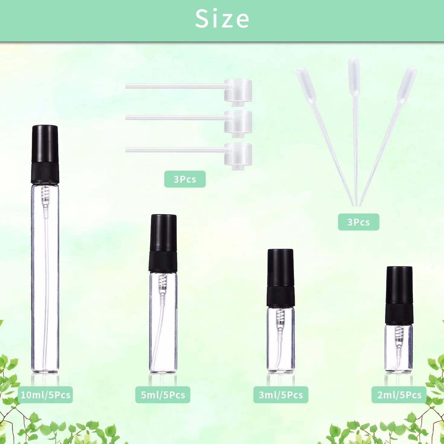 Spray Perfume Vacío 2ml 3ml 5ml 10ml Botella vacía 20 piezas