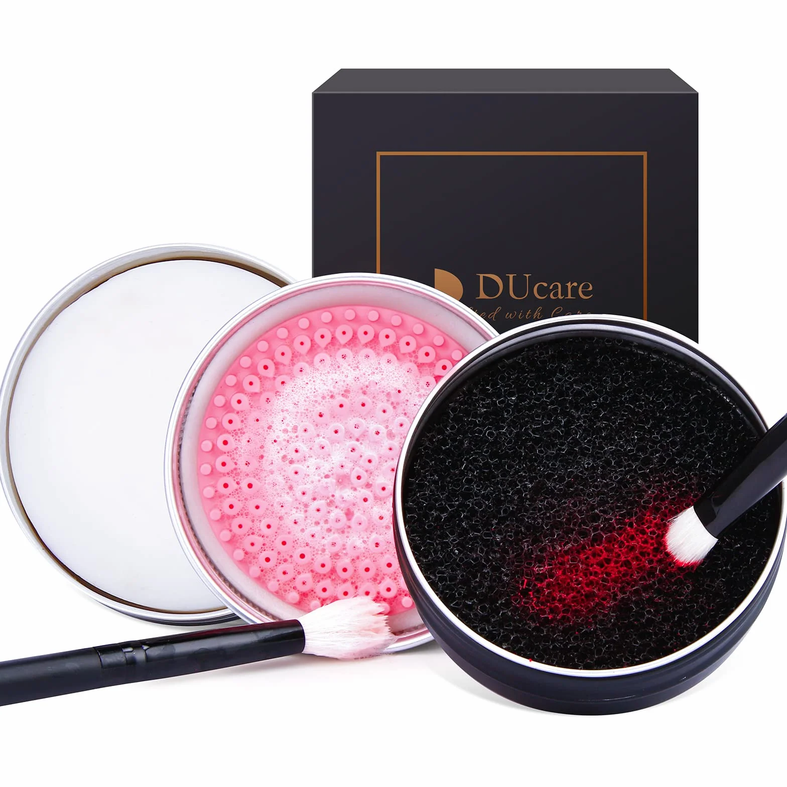 DUcare limpiador de brochas de maquillaje 2 piezas jabón 60g esponja eliminación color almohadilla silicona