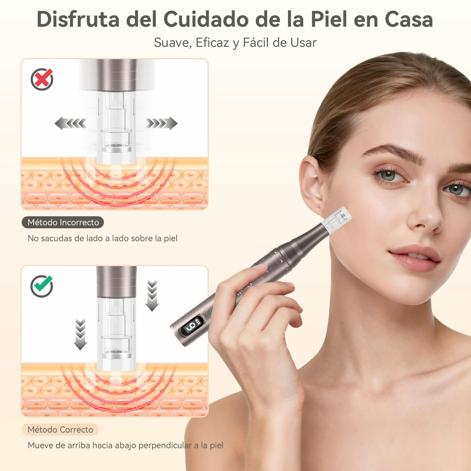 QUELLE Dermapen Profesional Kit Completo - Eléctrico Microneedling Pen con Pantalla LED, 6 Niveles de Velocidad y 16 Cartuchos