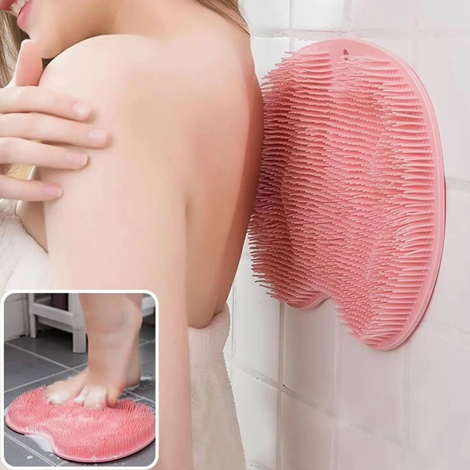 Masaje de Ducha Exfoliante for baño, Alfombra de baño, Cepillo de Masaje de Espalda, Lavado de pies de Silicona, Herramienta de Limpieza Corporal, 2 uds. para Baño(Green)