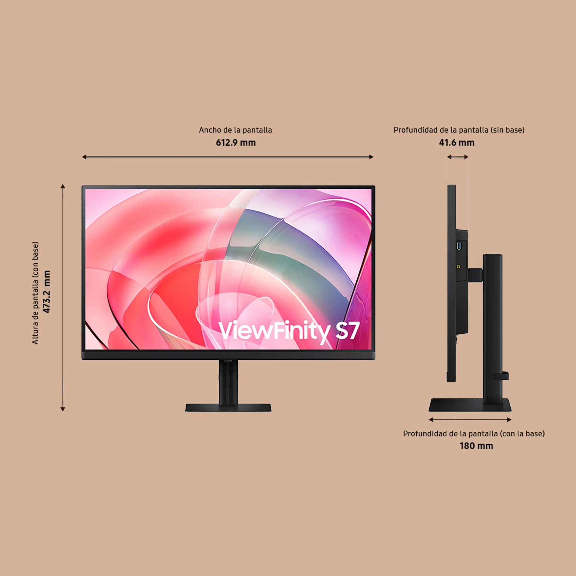 Samsung Monitor Viewfinity S7 27" UHD 3840x2160 60Hz 5ms Eye Saver Flicker Free Negro 2024