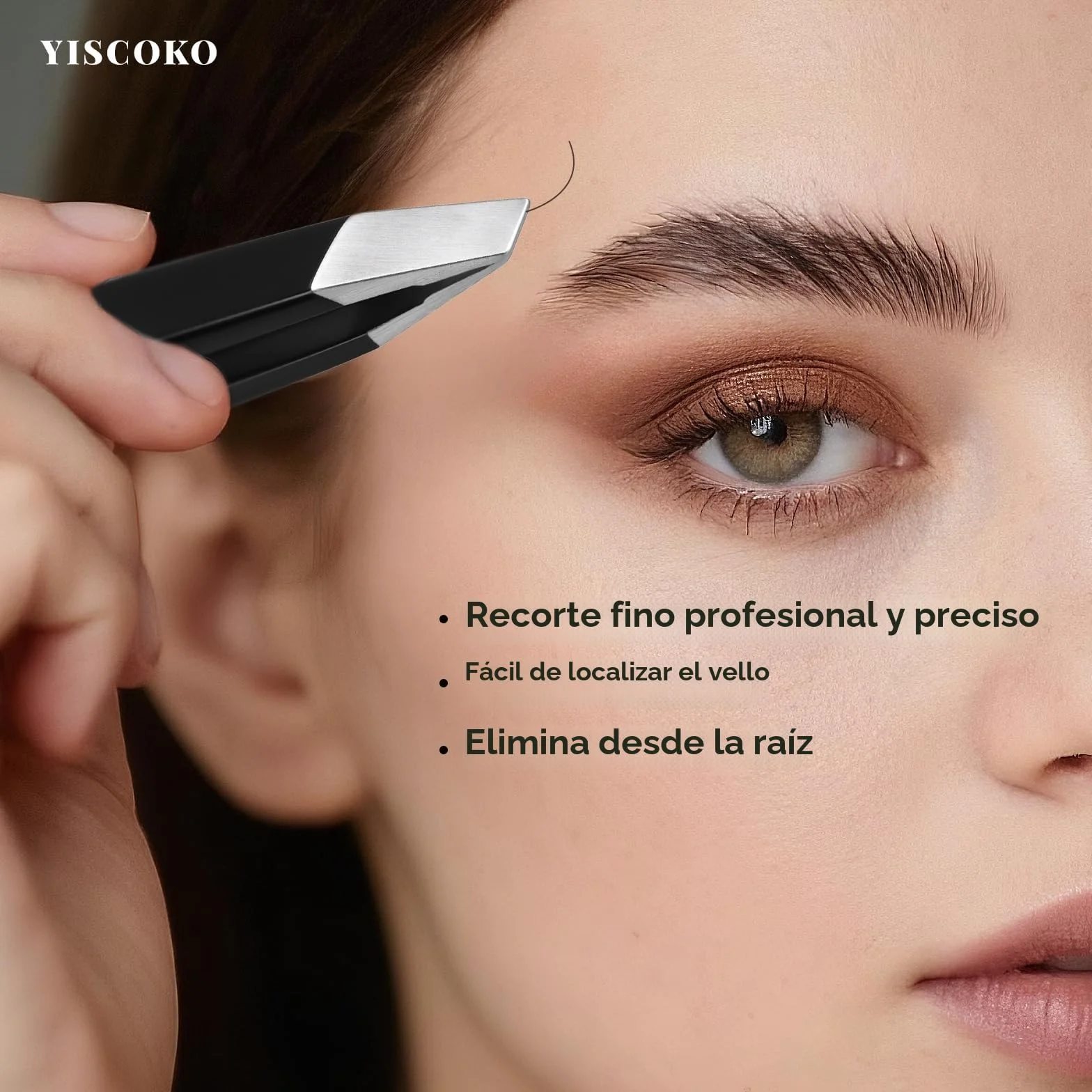 Pinzas profesionales acero inoxidable cejas mujer 2 unidades negro