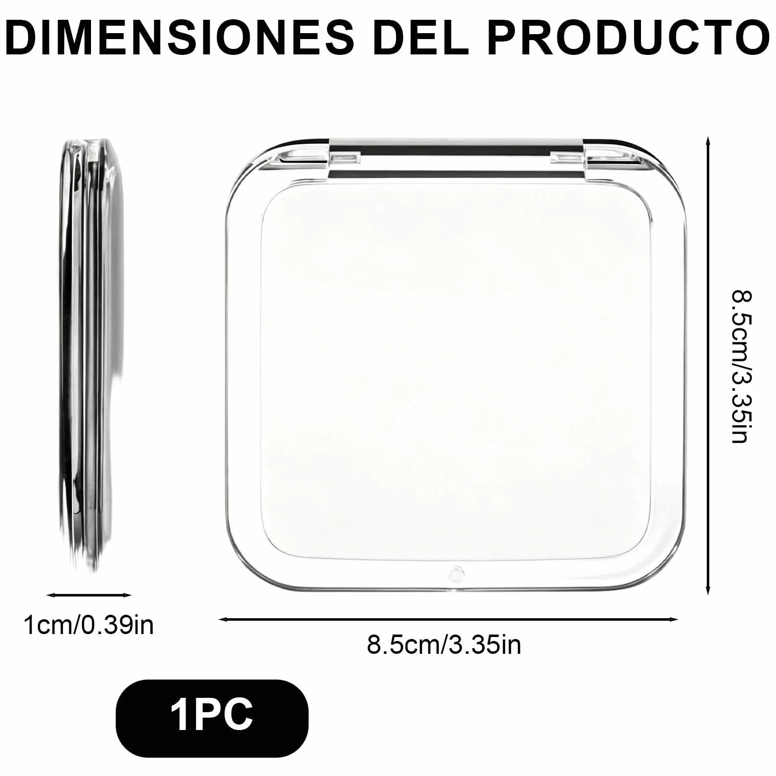 Espejo de Bolsillo 30X Doble Cara Maquillaje 8x8cm Plegable