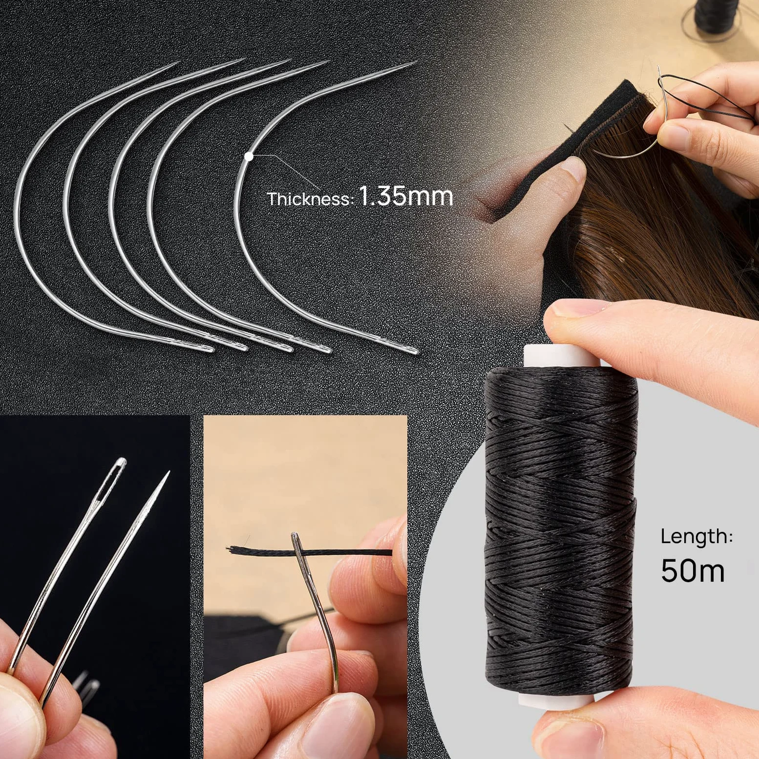 NEWISHTOOL Kit de herramientas de extensión de pelo, microcuentas de silicona, alicates de cuentas de acero inoxidable, enhebrador de cuentas de metal y gancho de aguja para extensiones de cabello