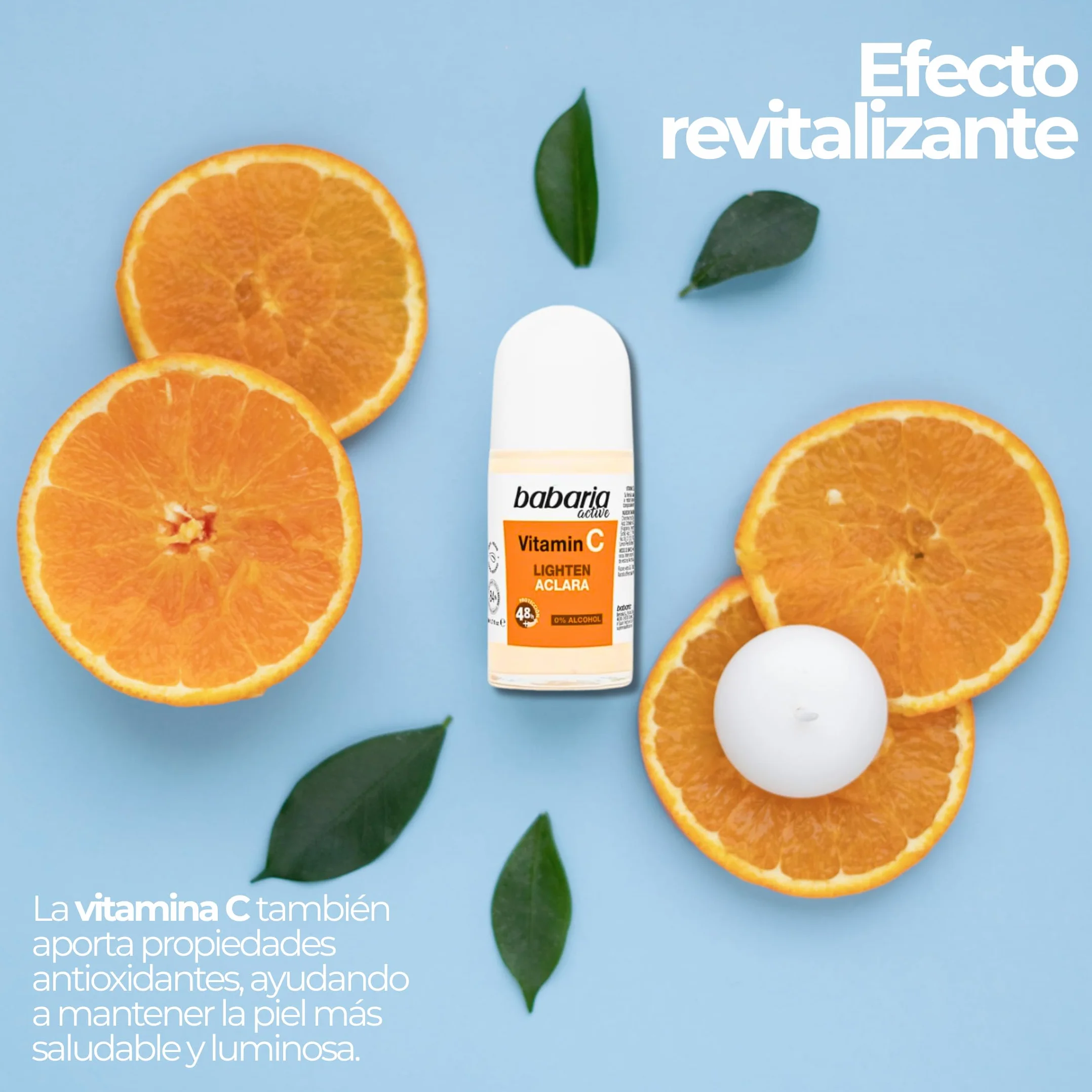 Babaria Desodorante Roll On Vitamina C 30 ml para Hombre, Mujer, Niños y Adultos