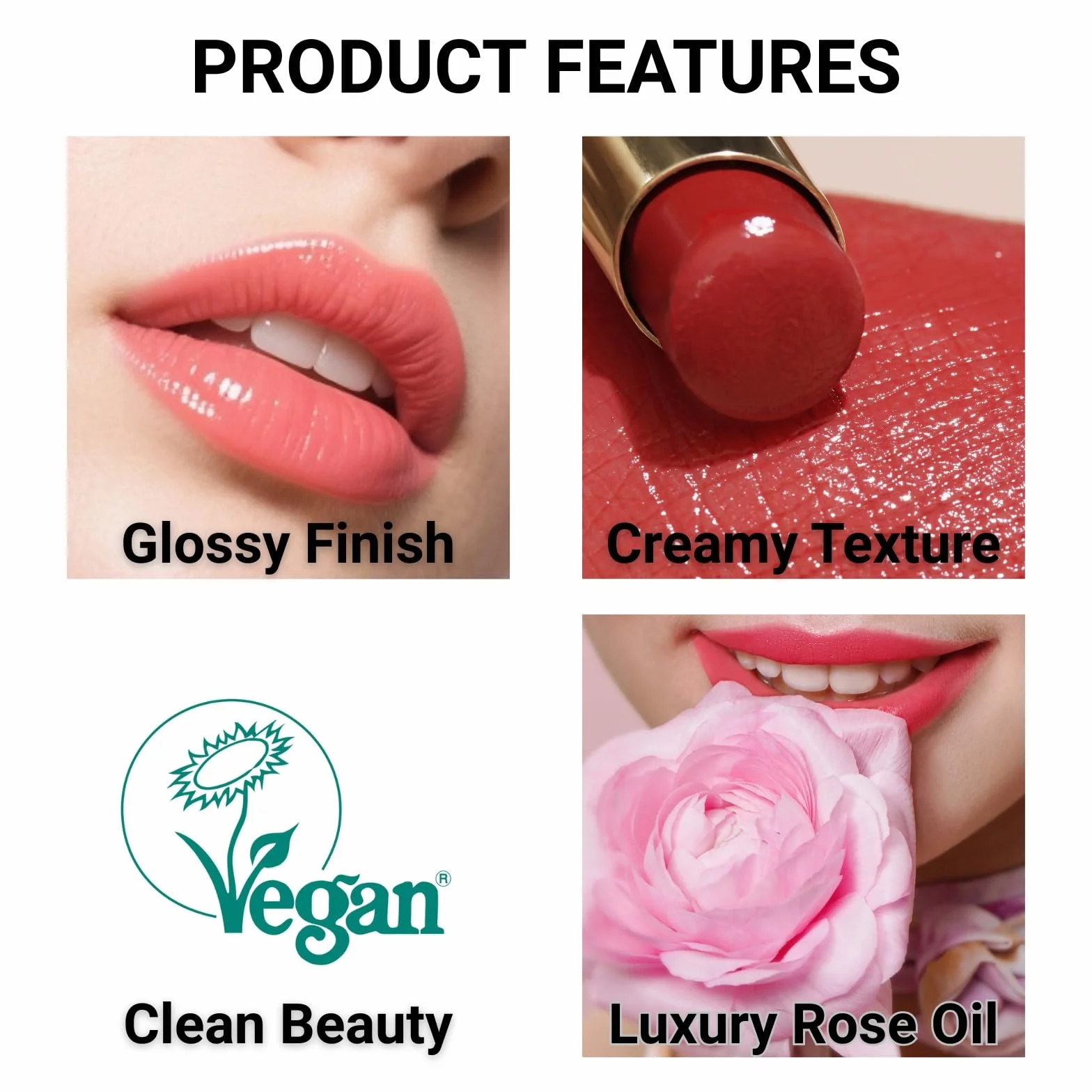 Oulac Labial Hidratante Coral 04 - Barra de Labios Brillo con Manteca de Karité, Alta Pigmentación, Vegano